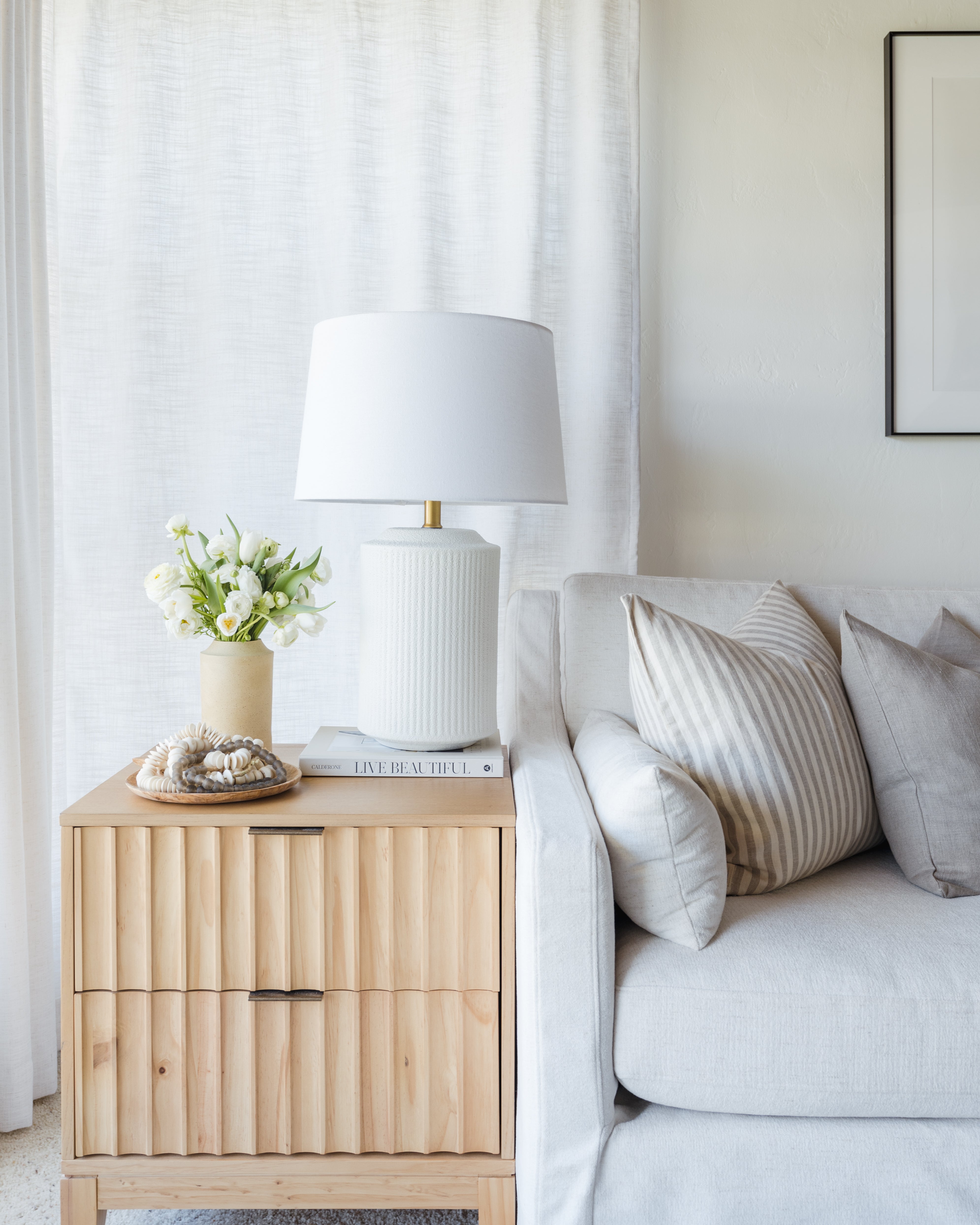 Linen Pillow Cover, Natural Stripe