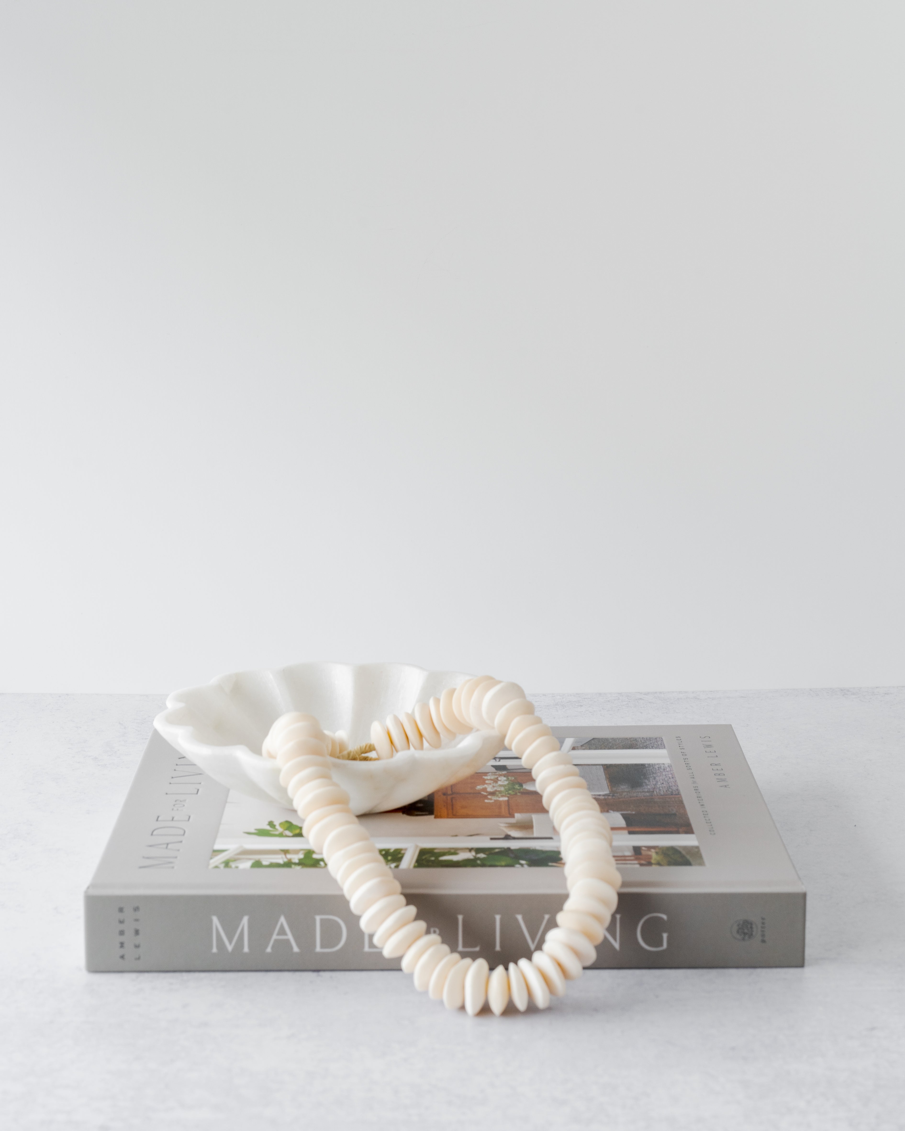 White Saucer Bone Beads