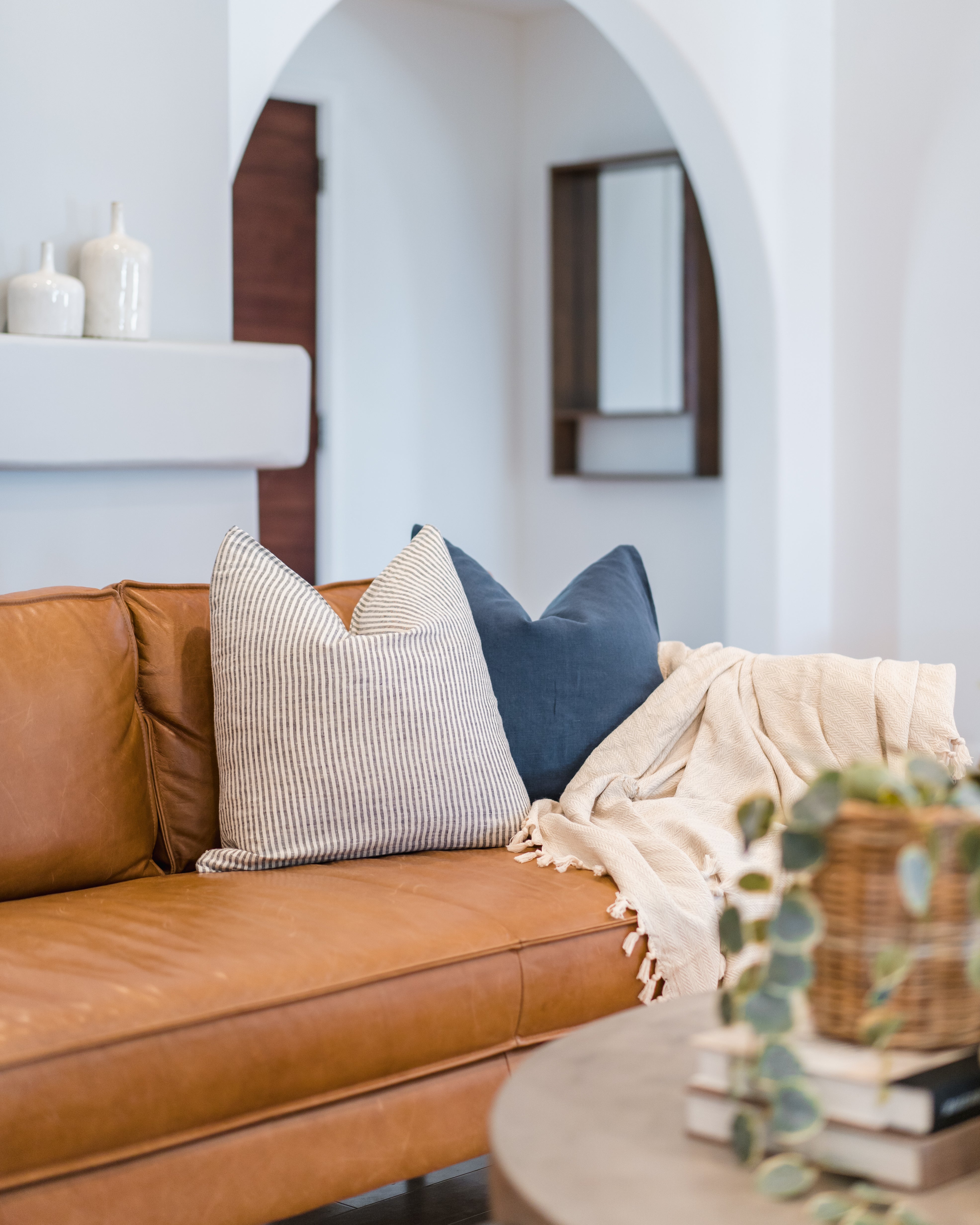 Linen Pillow Cover, Navy