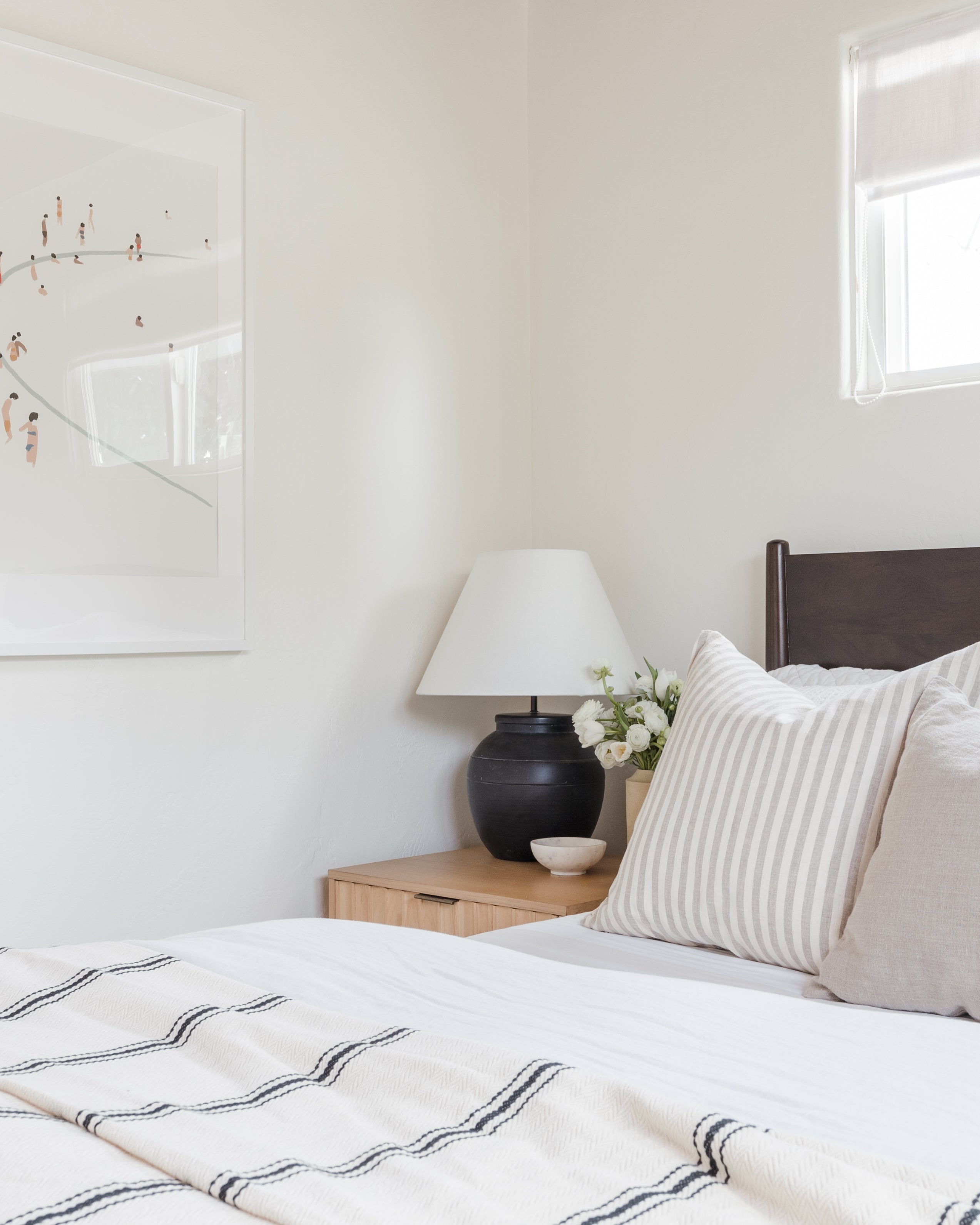 Linen Pillow Cover, Natural Stripe