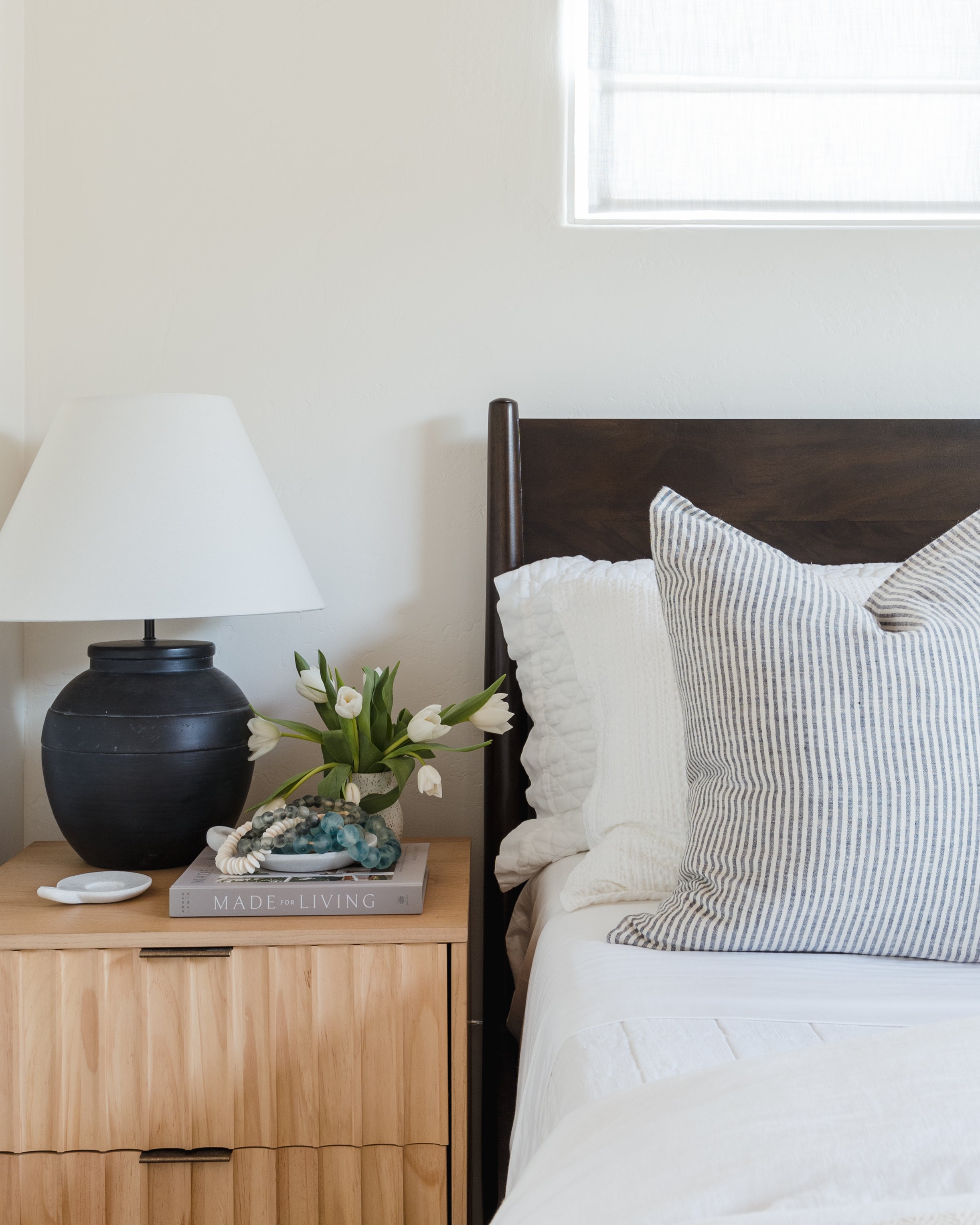 Linen Pillow Cover, Ink Pinstripe