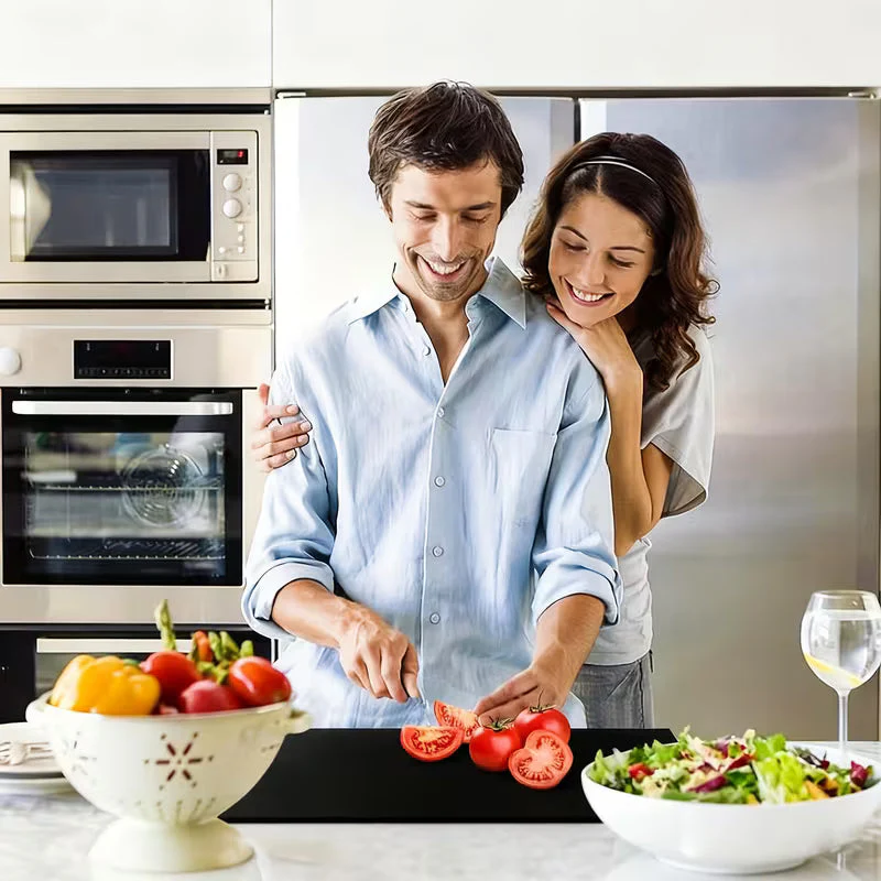 Large Black High-Tenacity PET Cutting Board with Protective Lip - Food-Safe Durable Countertop Protector for Kitchen Essentials, Scratch-Resistant Easy-Clean Design, Ideal for Holiday Gifts (Labor Day, Easter, Mother��s Day)