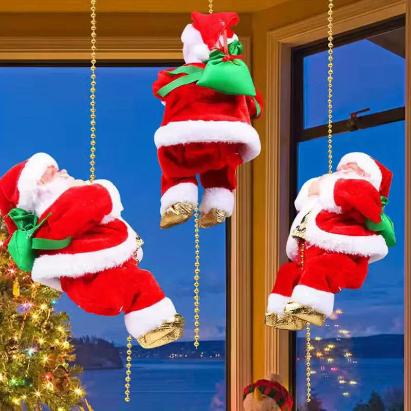 Climbing Rope Santa Decoration with Hanging Plastic Santa Ornament - /Outdoor Christmas & New Year Hanging Rope Decor for Store, Roof, Columns - Dynamic Holiday Gift & Year-Round Decoration (Compatible with Climbing Ropes), Christmas Decor