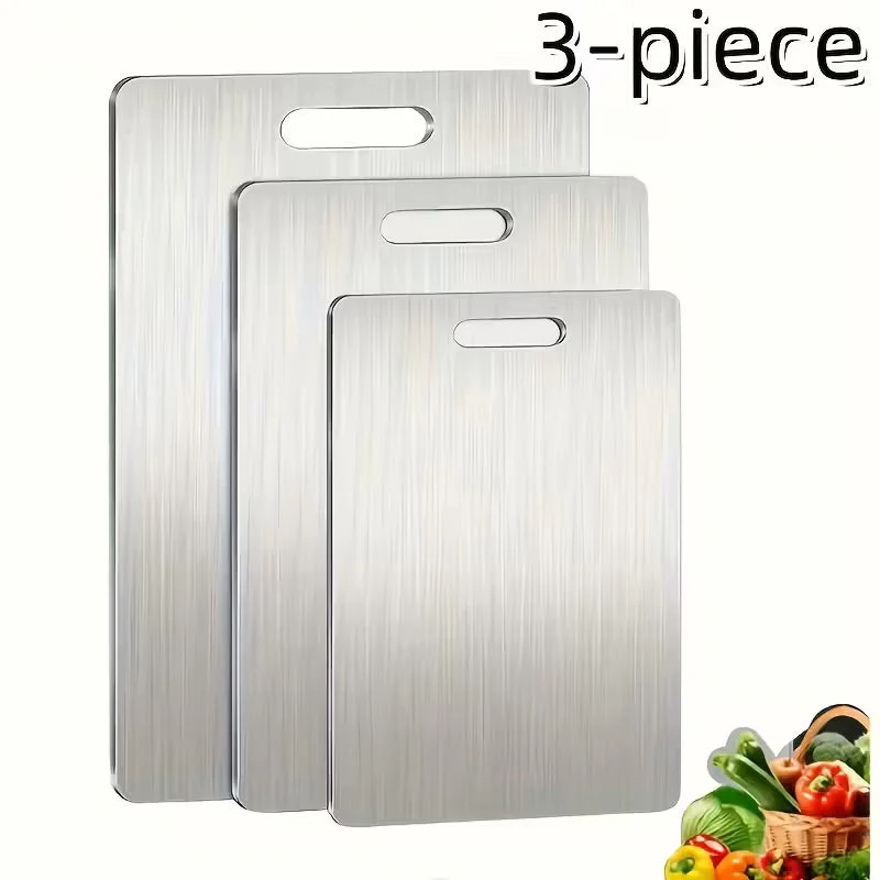 Block Set with Non-Slip Base & Storage - Heavy-Duty 201 Cutting Boards, Dishwasher, Space-Saving Modern Kitchen Board Set with Knife-Friendly Design, BPA-Free & Rustproof for Meat, Vegetables, Cheese, Bread