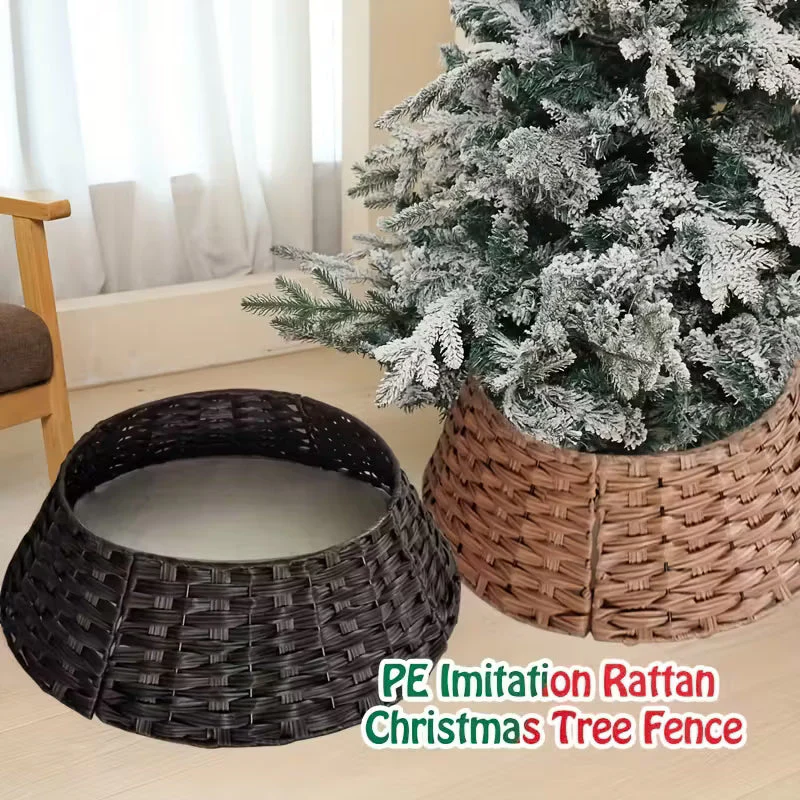 PE Imitation Christmas Tree Fence, Festive Tree Skirt, Home & Kitchen Decor, Holiday Seasonal Arrangement, Christmas Tree Stand, Durable & Easy to Clean, Halloween