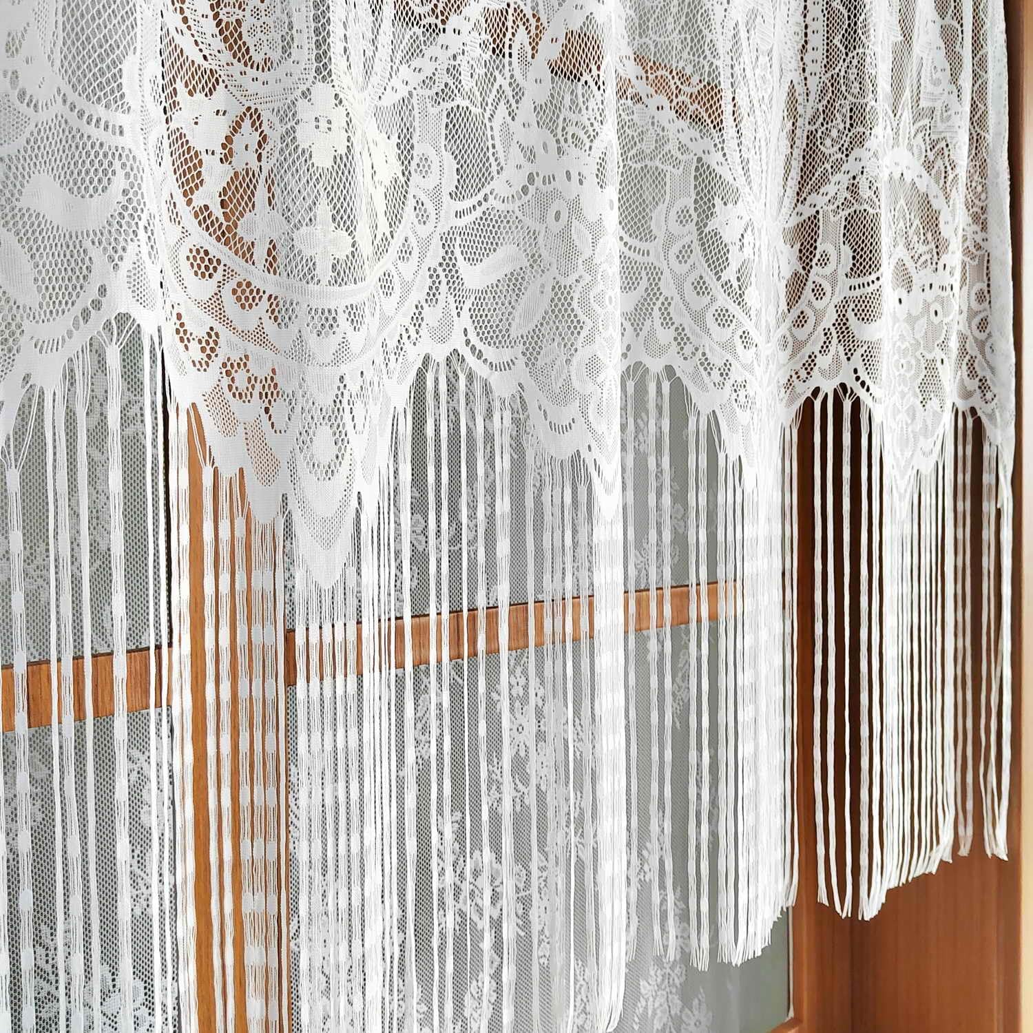 1 Panel French Floral Lace Sheer Curtains with Tassels for Small Windows White Kitchen Window Curtains Romantic Lace Short Sheer Curtain for Doorway Decoration Door Divider (White,W59 L37 in)