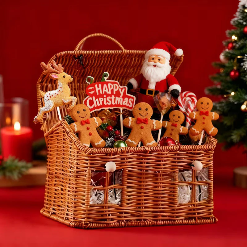 Handwoven House-Shaped Basket with Lid - Party Candy Storage, Gift Box, Desktop Organizer, Farmhouse Home Decor, Christmas/Halloween/Thanksgiving/Wedding/Birthday Present. Cute Plastic Box for Coffee/Tea/Snacks, Suitable for All 4 Seasons