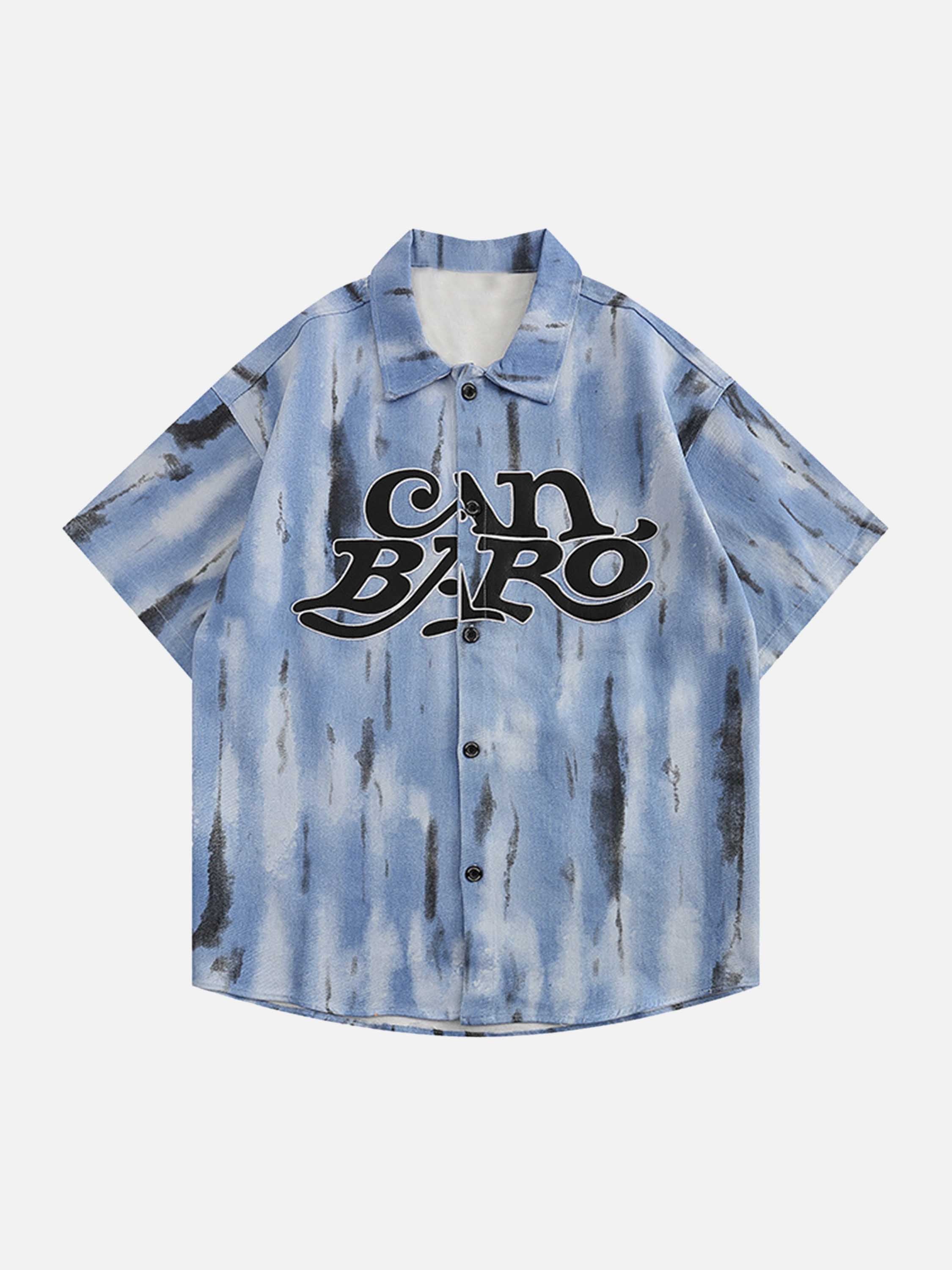 The Supermade Letter Print Hawaiian Shirt