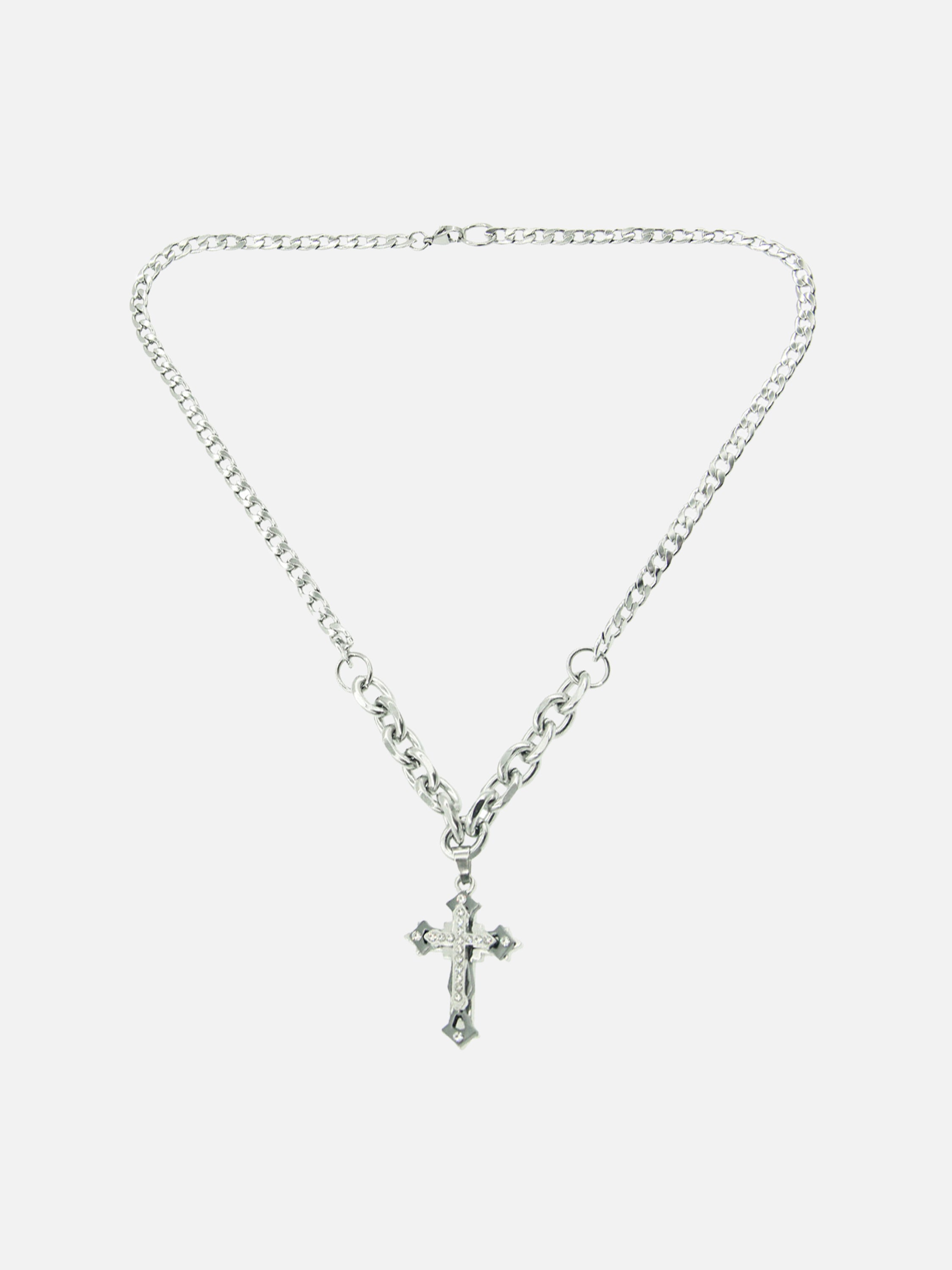 The Supermade Diamond Cross Pendant Necklace Stainless Steel -1132