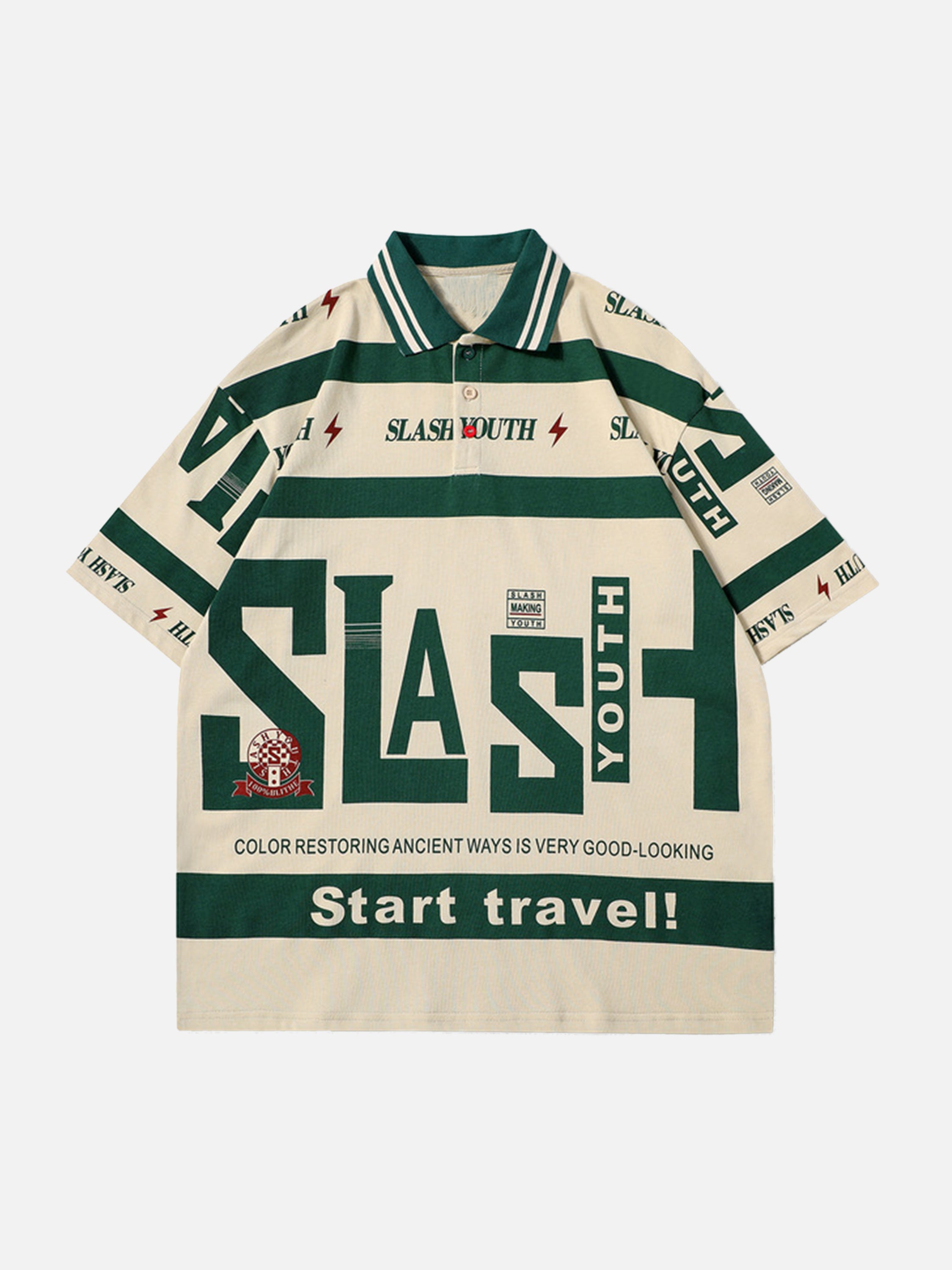 The Supermade Contrast Color Slash Youth Polo T-shirt -1208