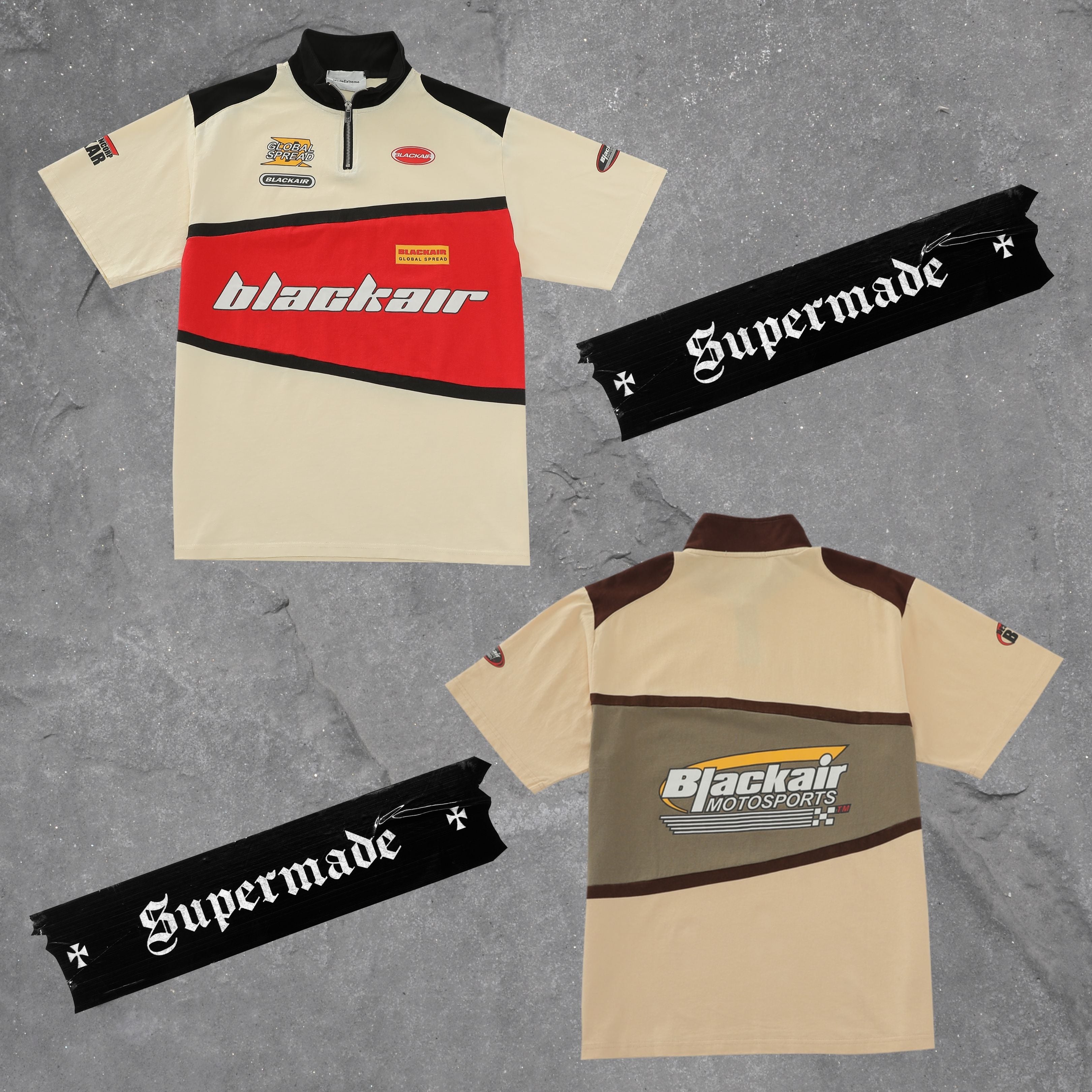 The Supermade Racing Print Zip Polo Shirt - 1001