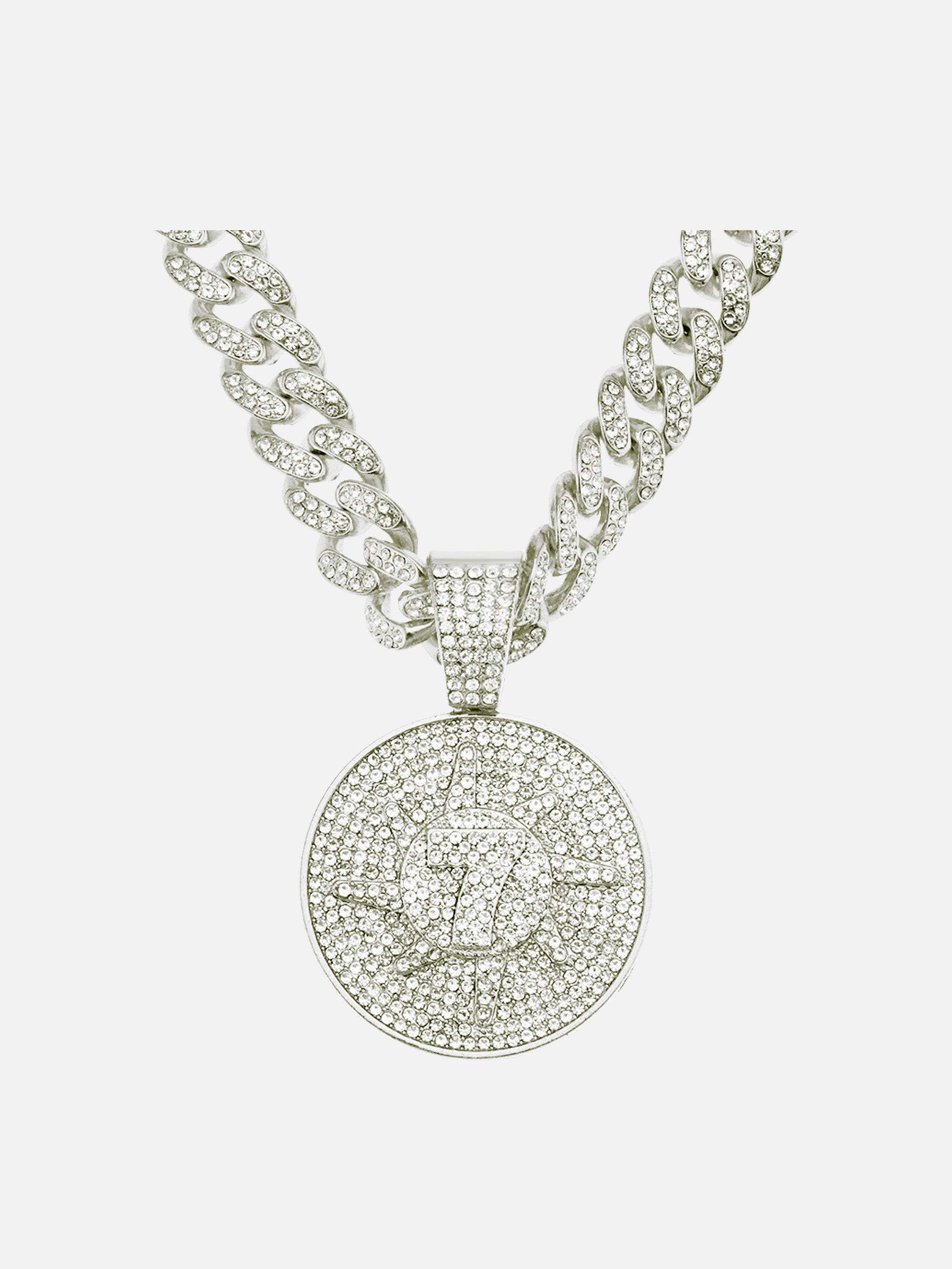 The Supermade Diamond Number 7 Medal Pendant Necklace -1190