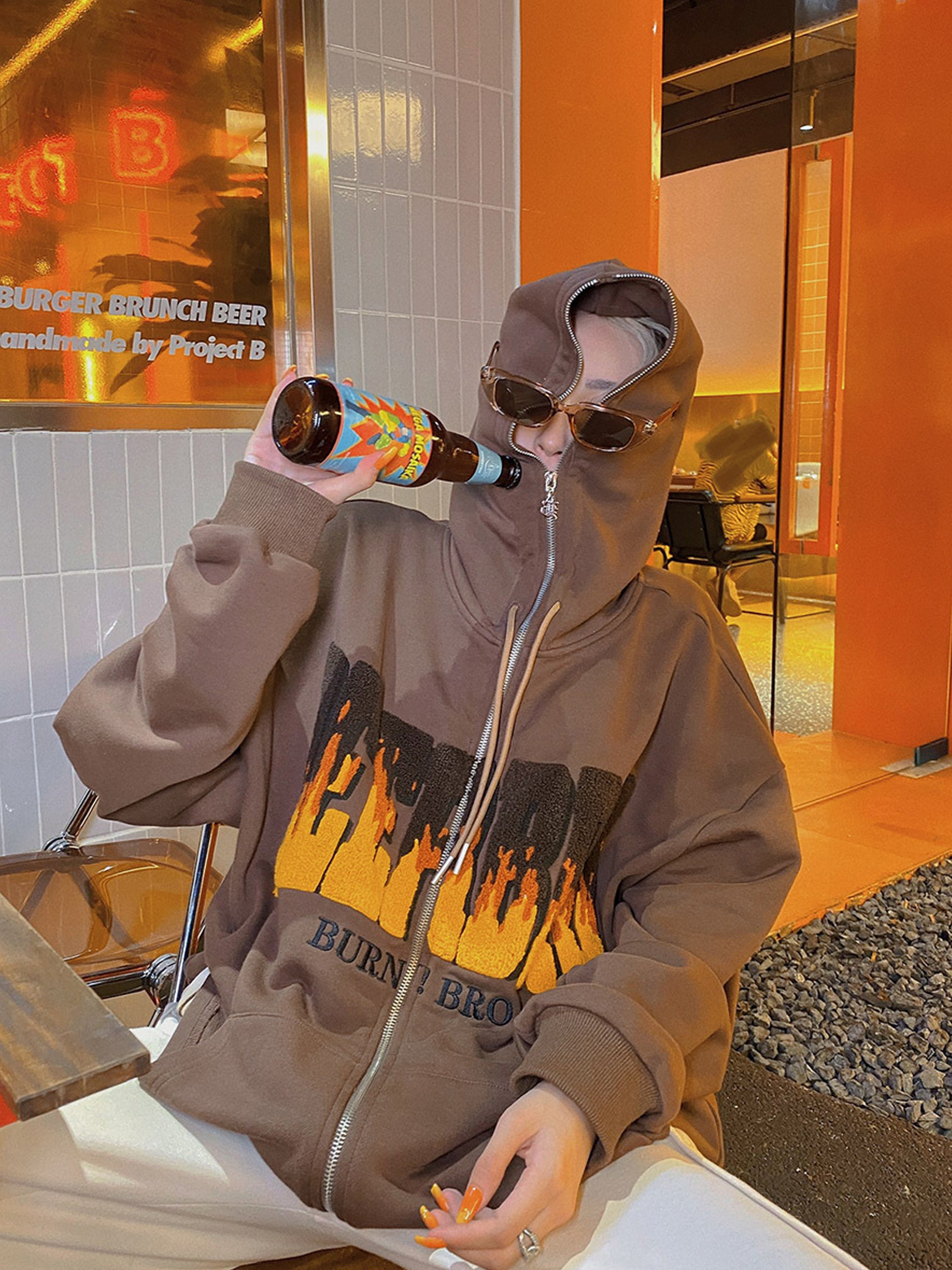 The Supermade gradient Letter Zipped Hoodies