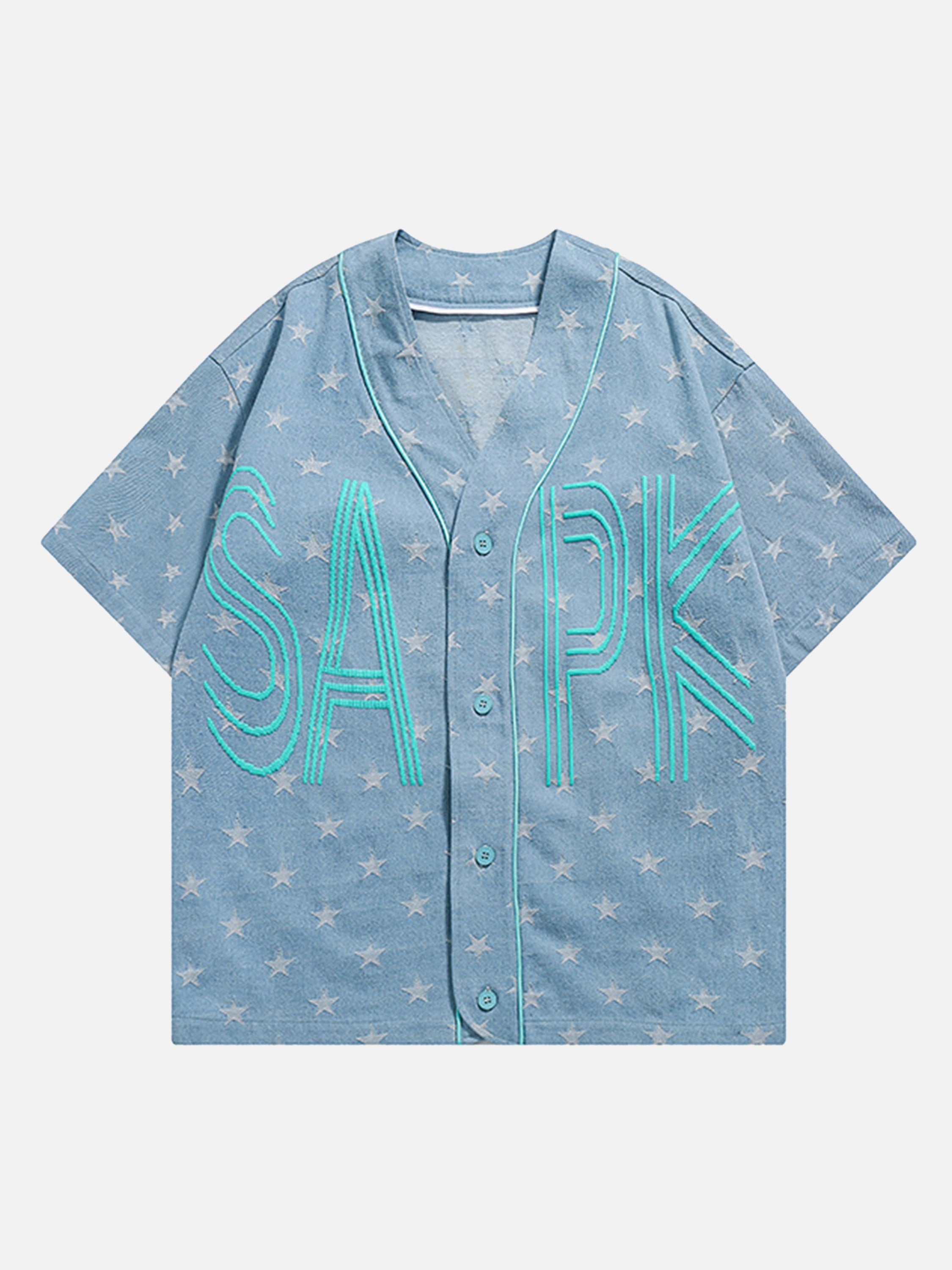 The Supermade Letter Embroidered Baseball Shirt Cardigan