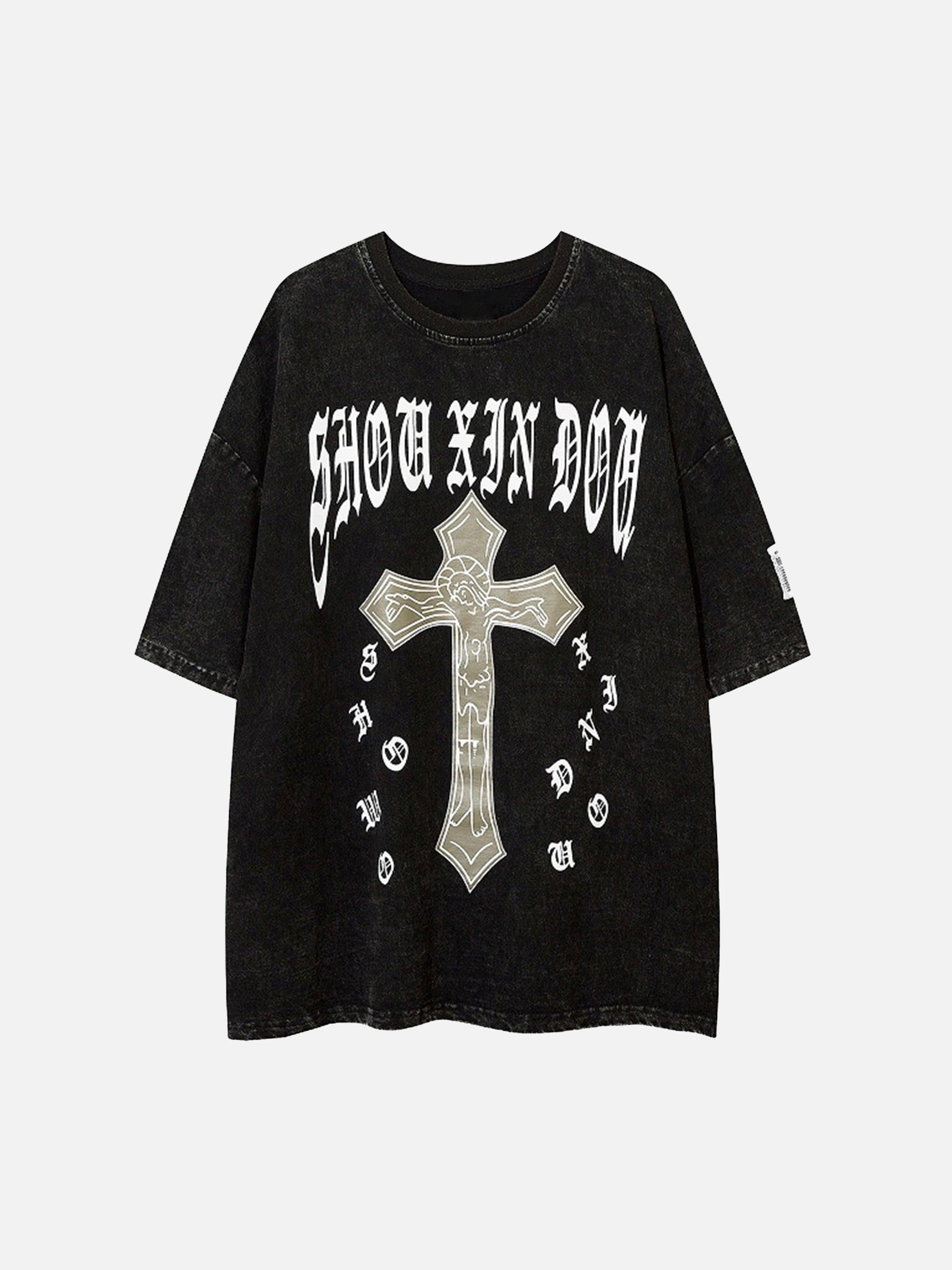 The Supermade Cross and Letter Print T-shirt