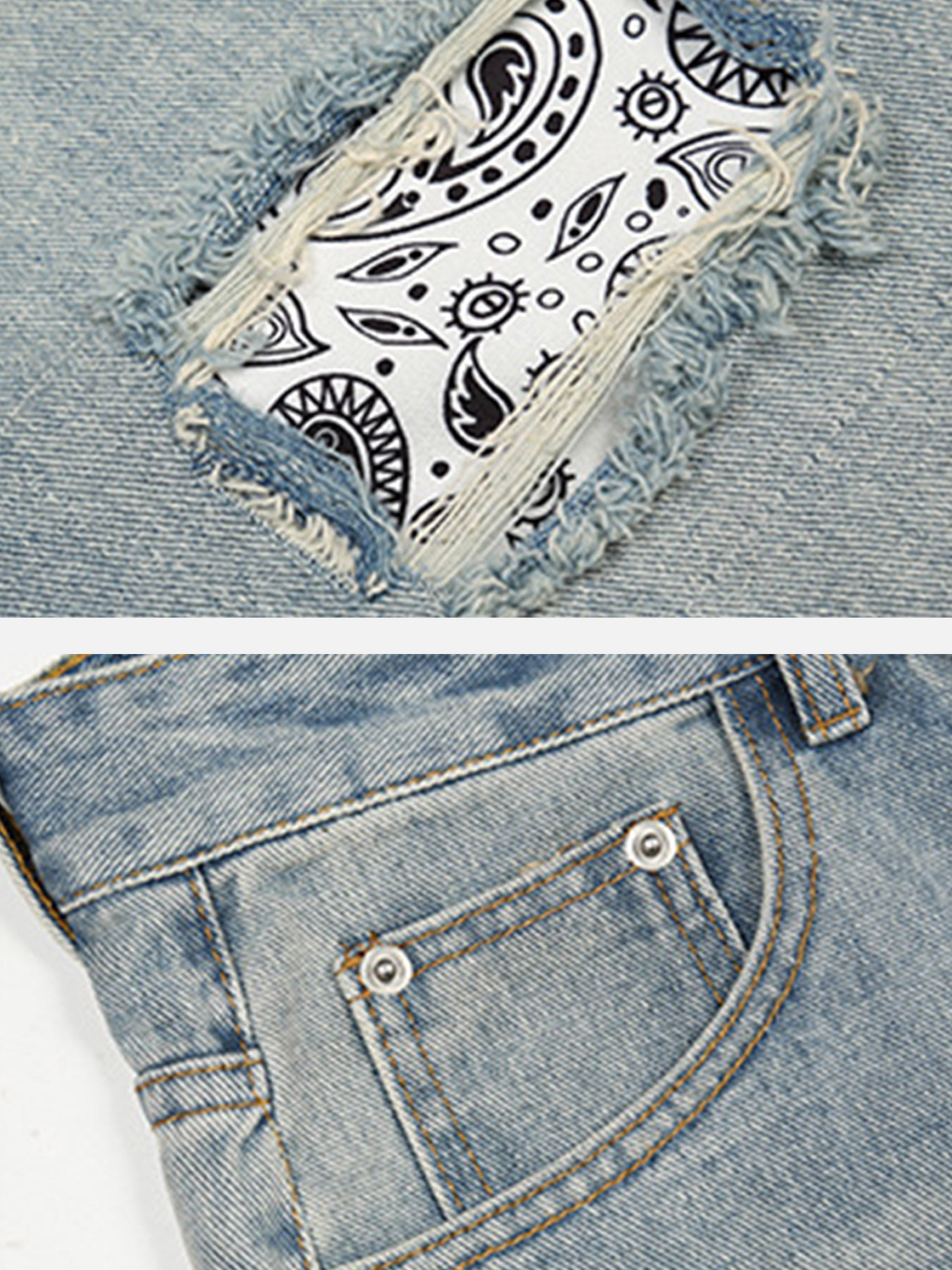 The Supermade Ripped Cashew Flower Paisley Skinny Jeans