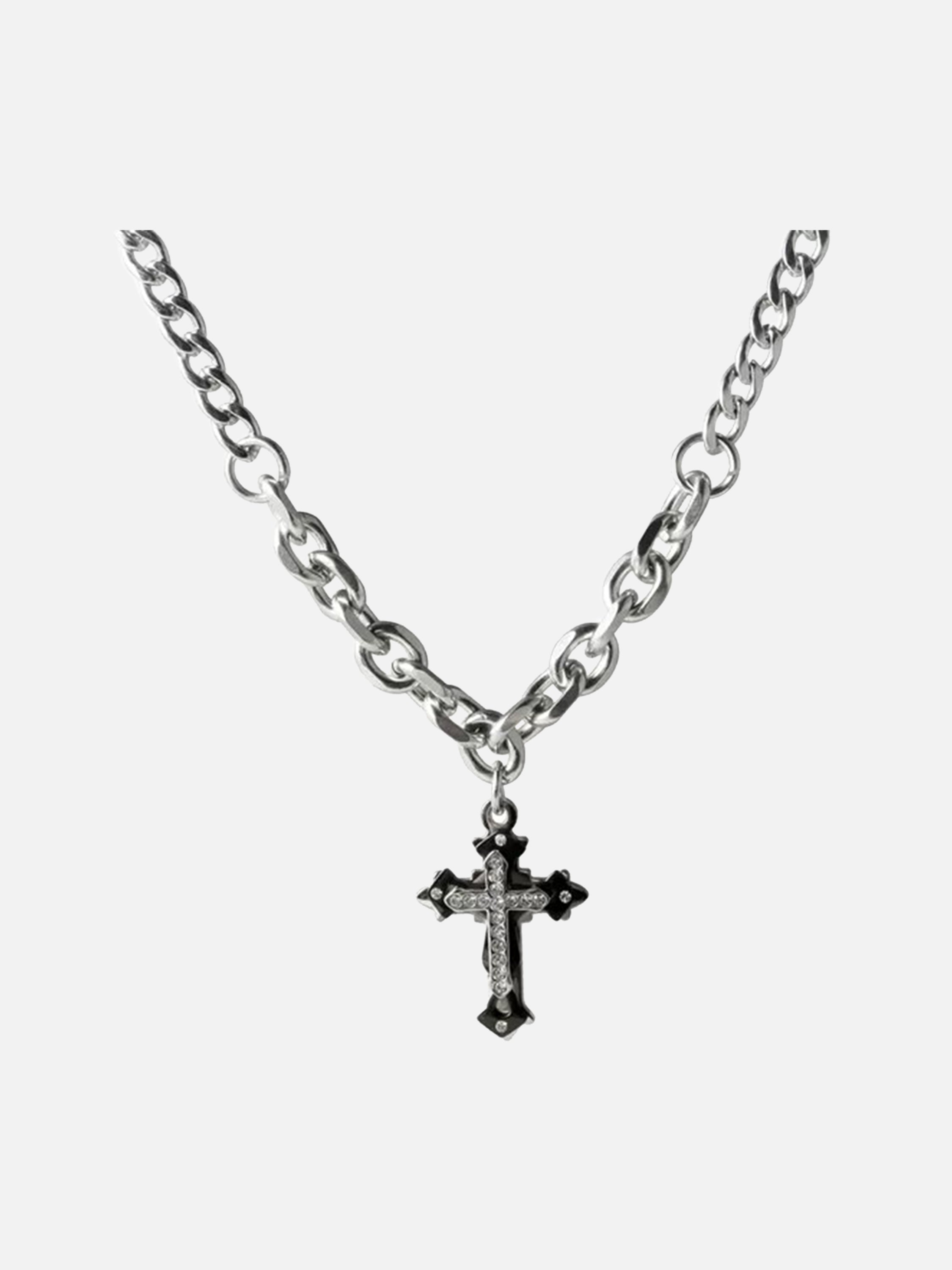 The Supermade Diamond Black Cross Necklace -1131