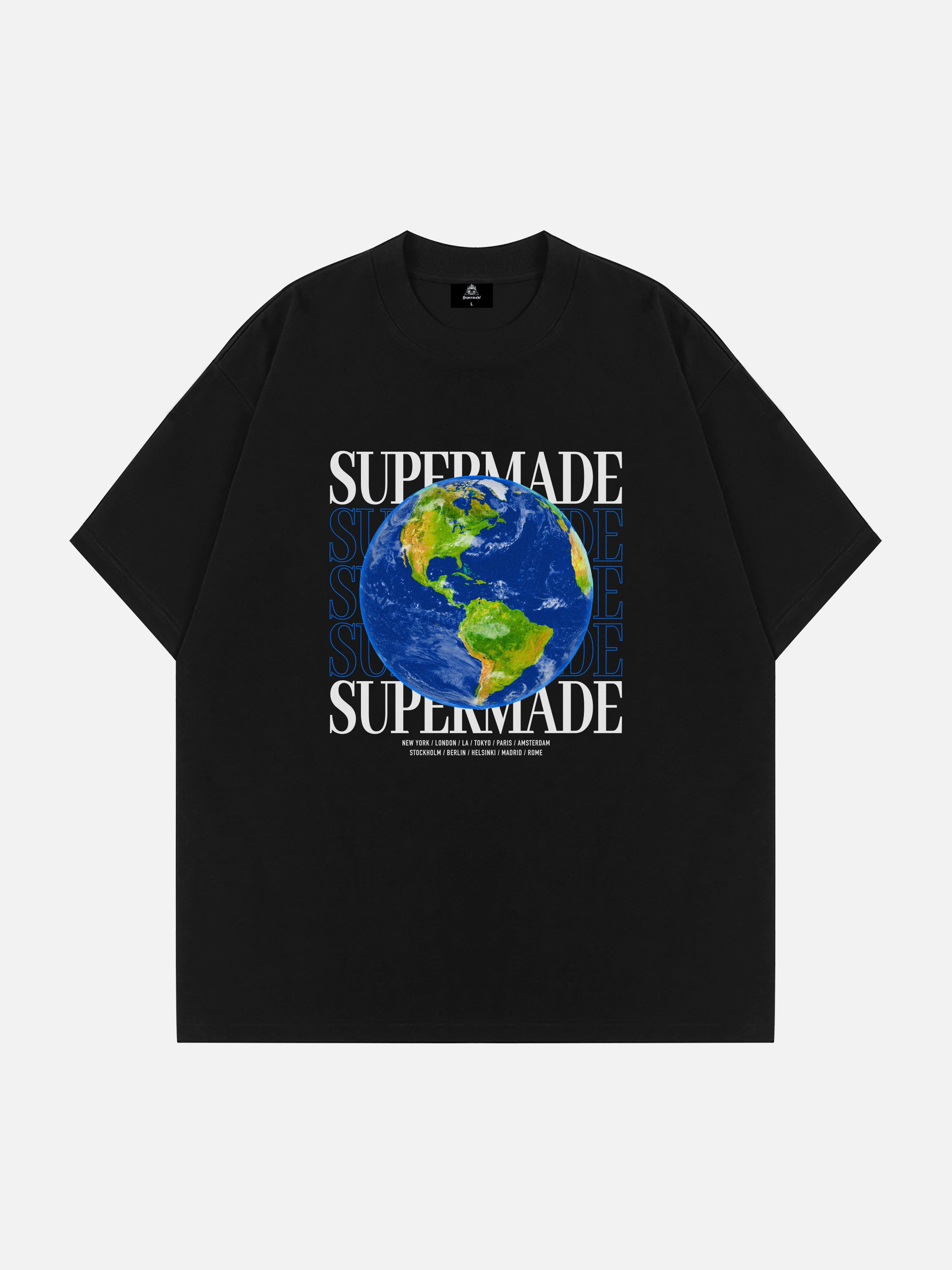 The Supermade Earth and Logo Print T-shirt