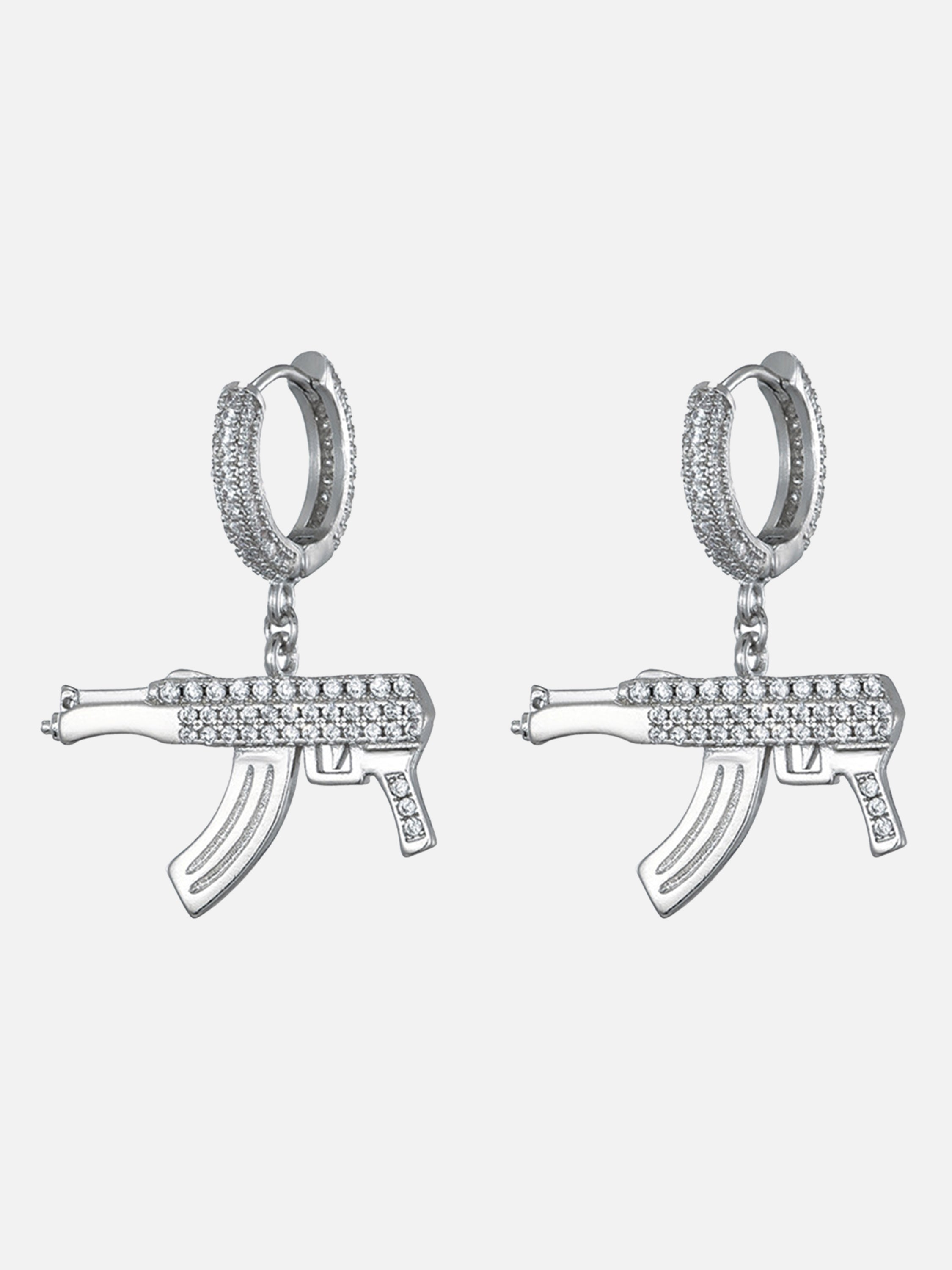 The Supermade AK47 Gun Full Diamond Earrings Studs