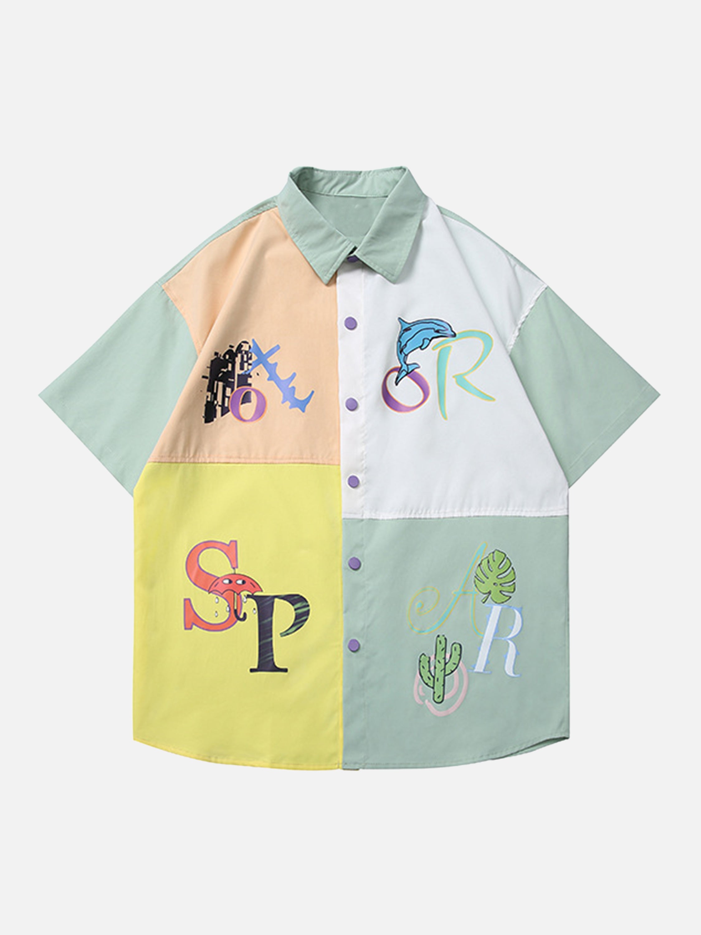 The Supermade Colorblock Letter Print Shirt