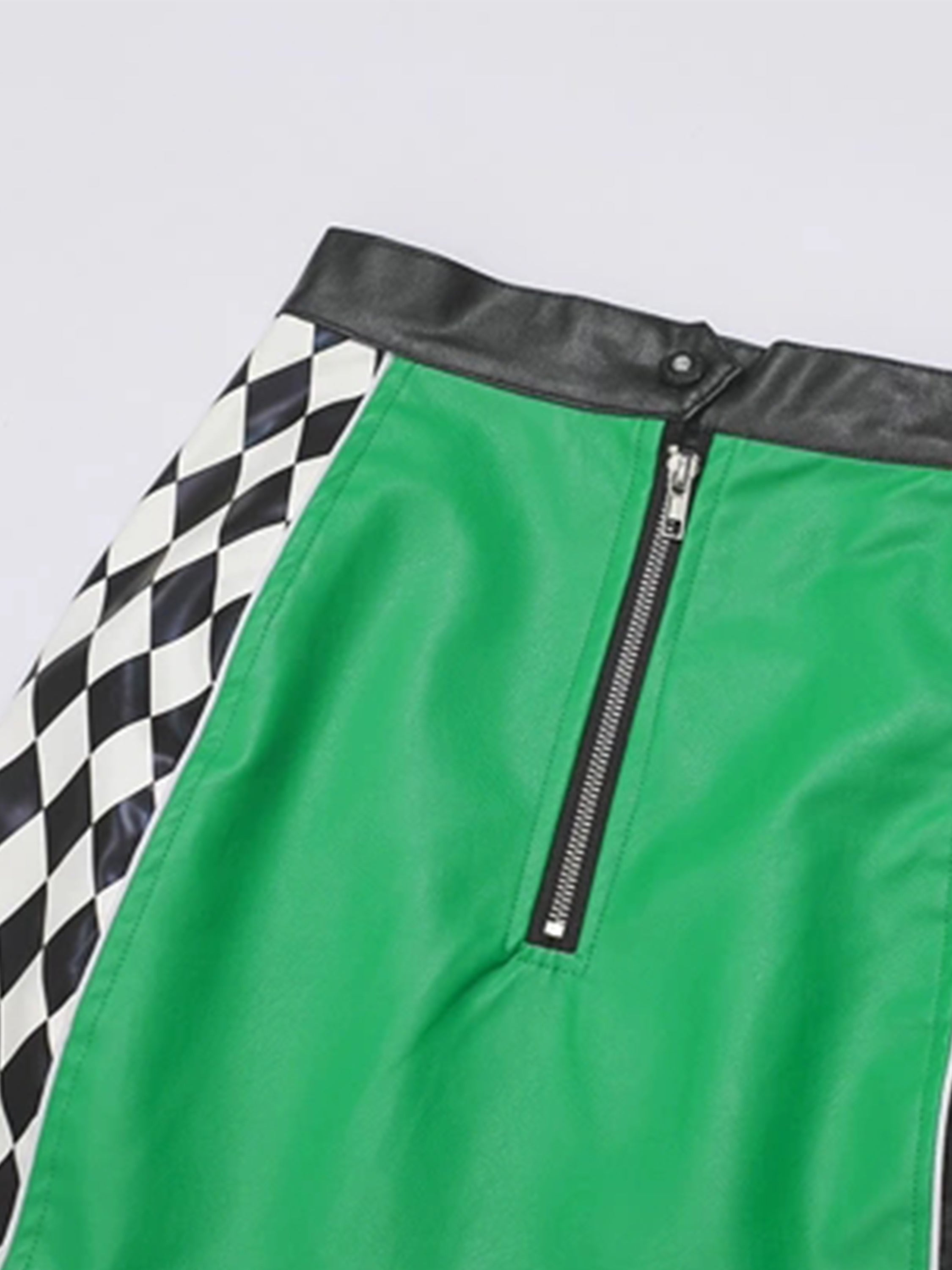 The Supermade Plaid Stitching Package Racing Short Skirt