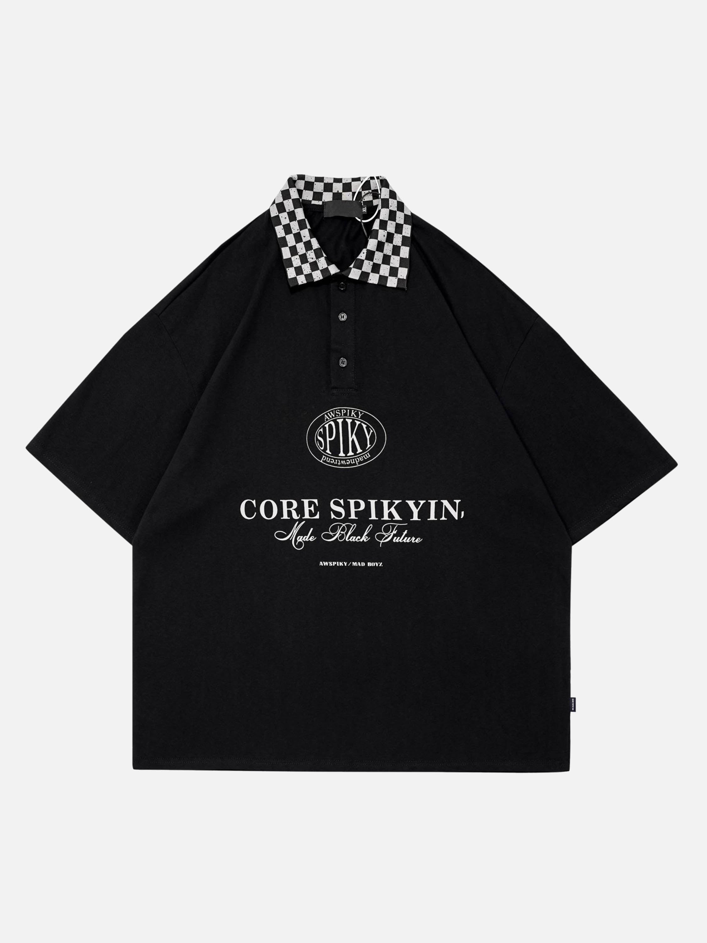 The Supermade Plaid Panel Short-sleeve Polo Shirt