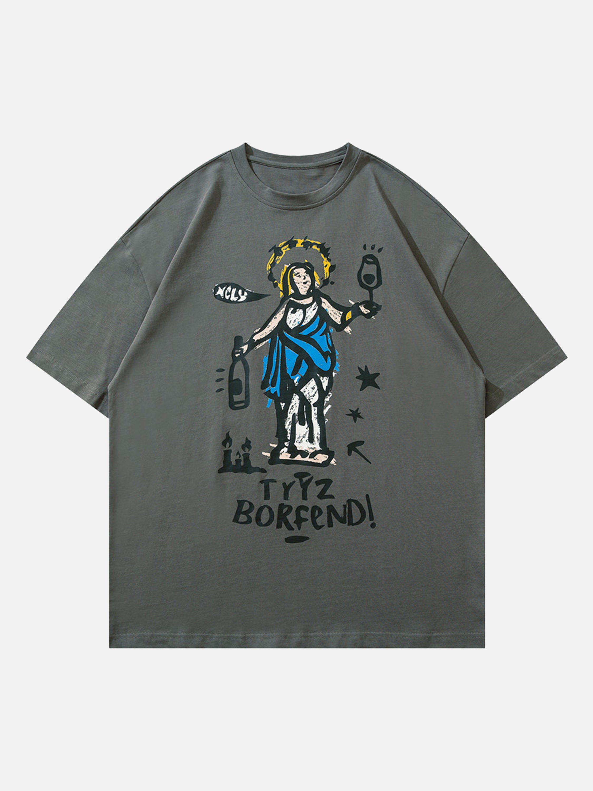 The Supermade Abstract Figure Maria with Wine Print T-shirt