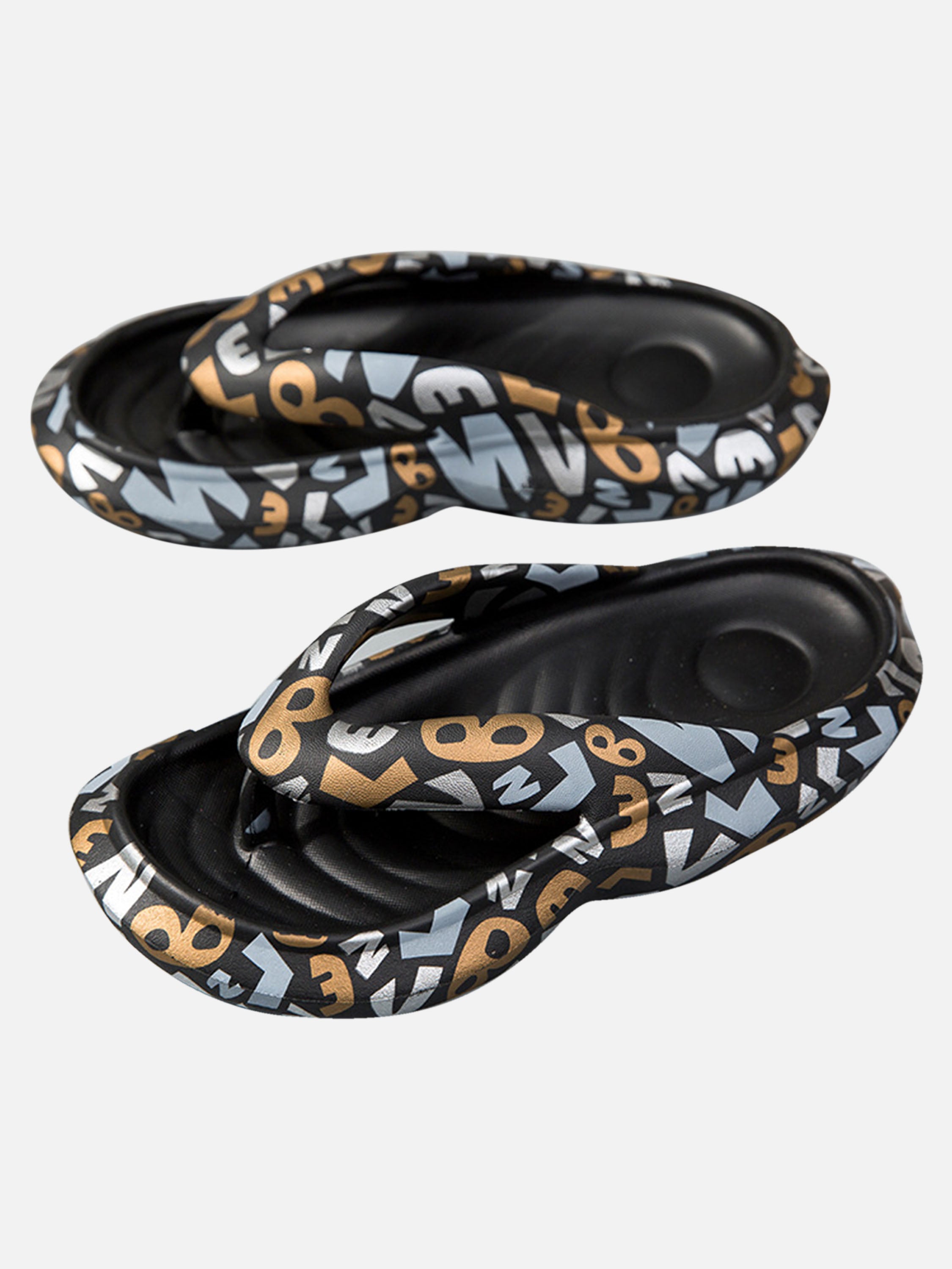 The Supermade Monogram Print Beach Slippers