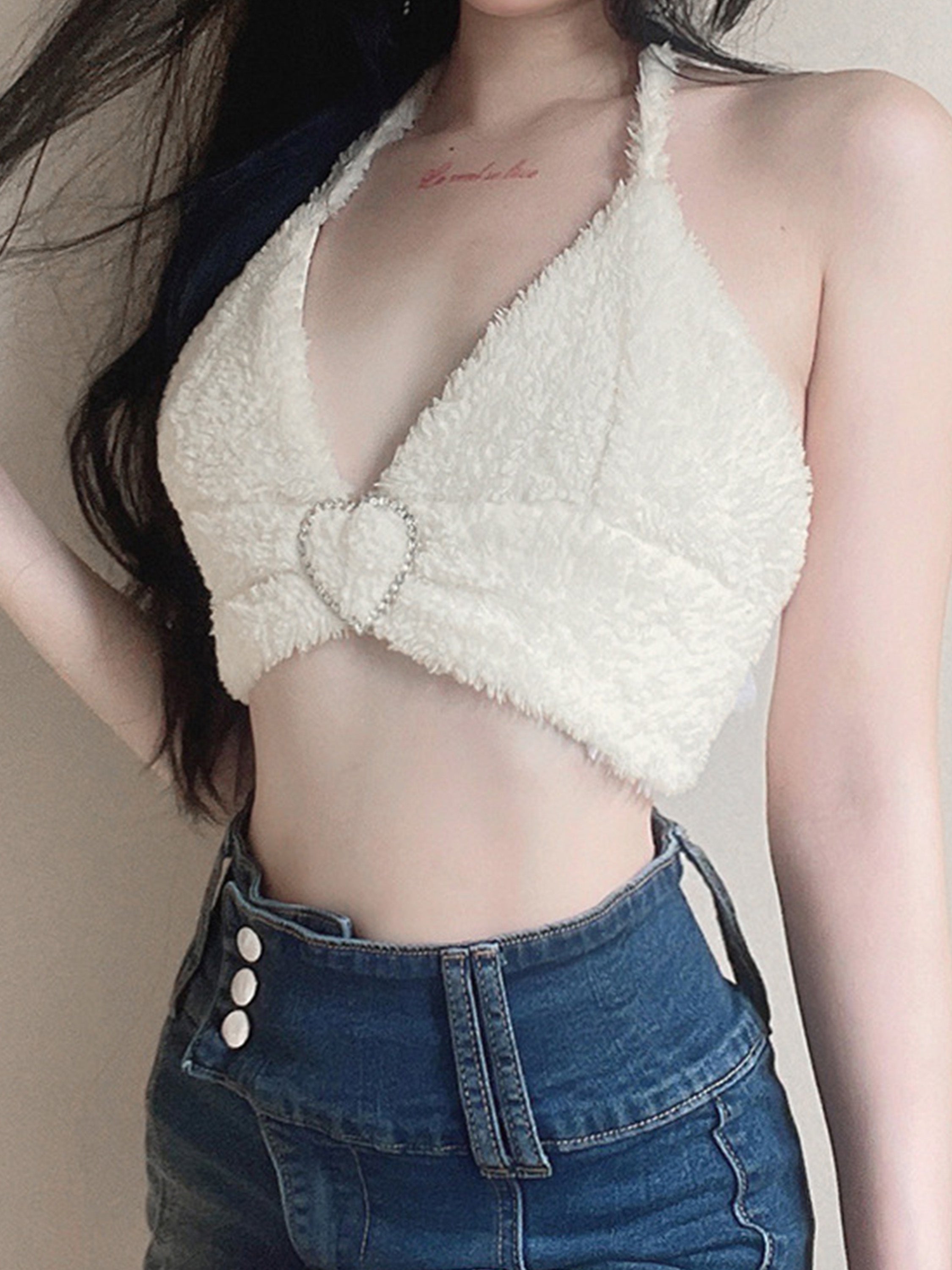 The Supermade Plush Halterneck Lace-up Camisole