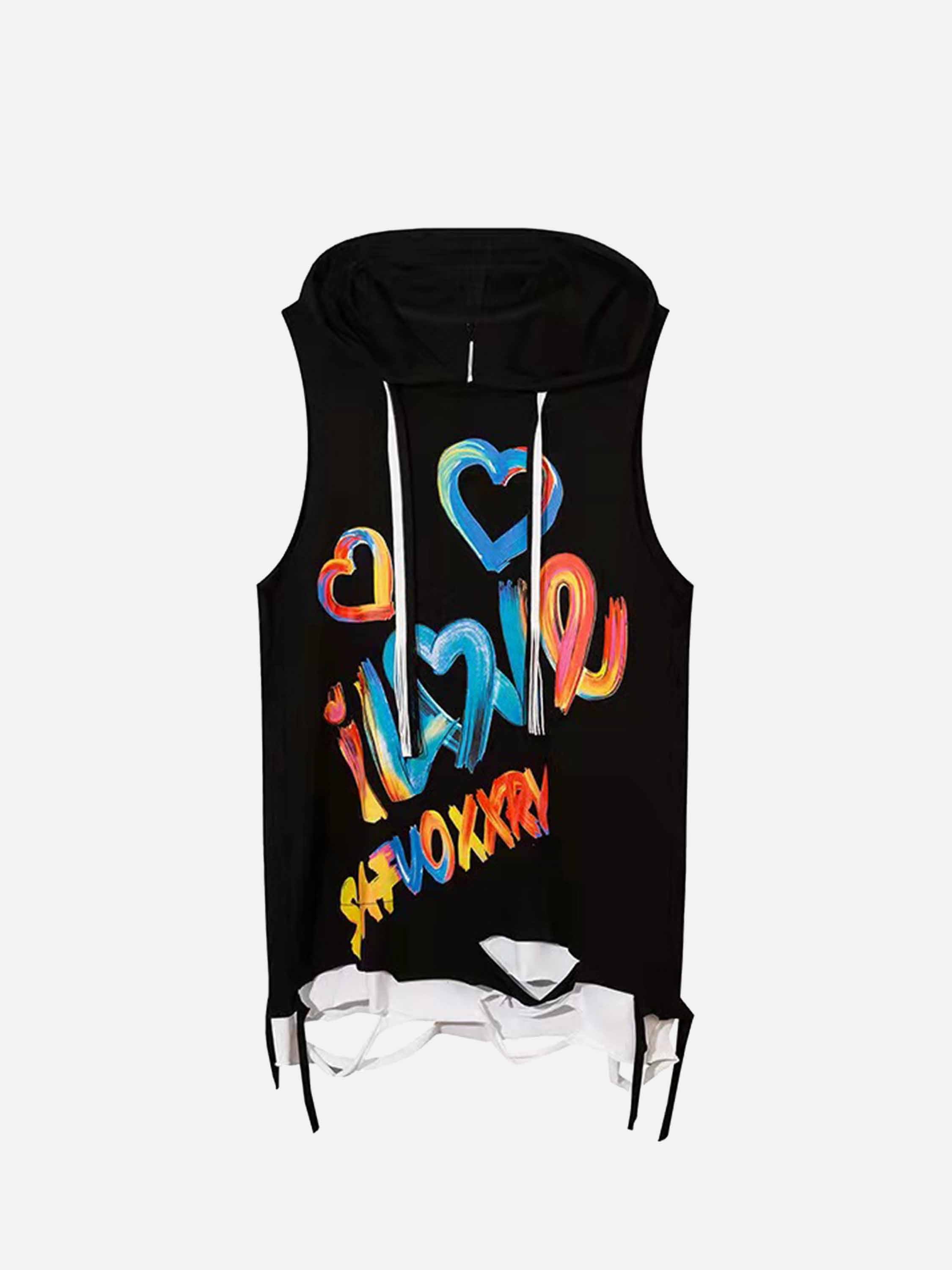 The Supermade Graffiti Print Hooded Vest