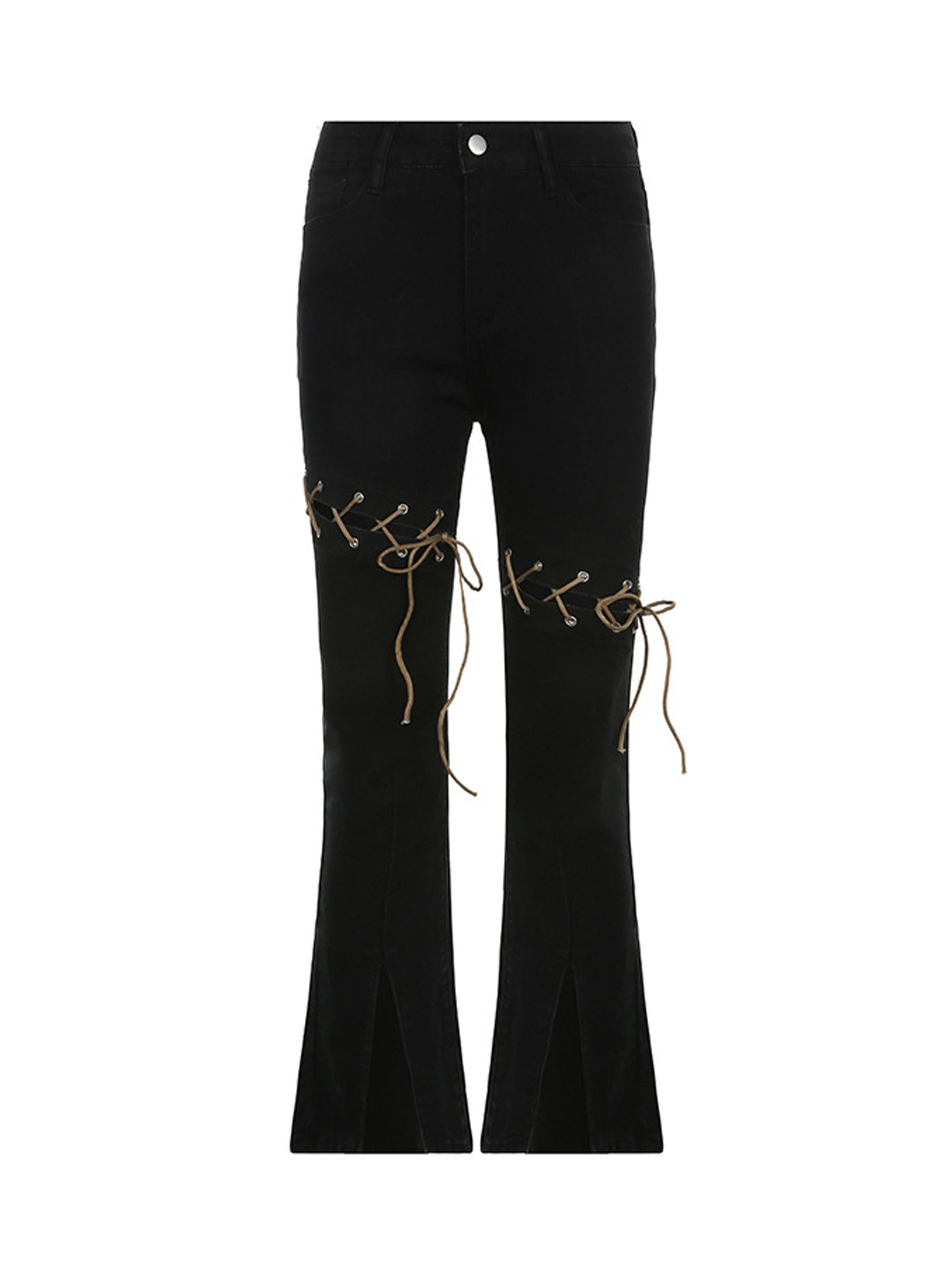 The Supermade Cutout Eyelet Tie Micro Flare Pants