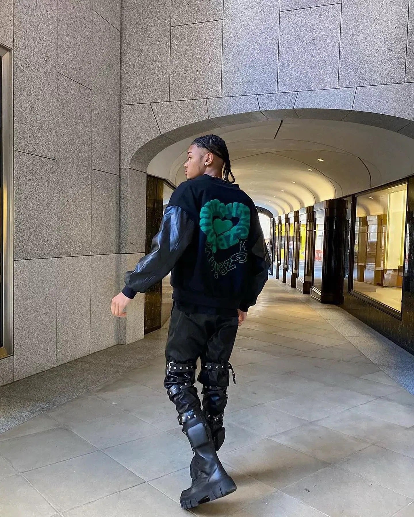 The Supermade PU Leather Strap Design Casual Pants -1176