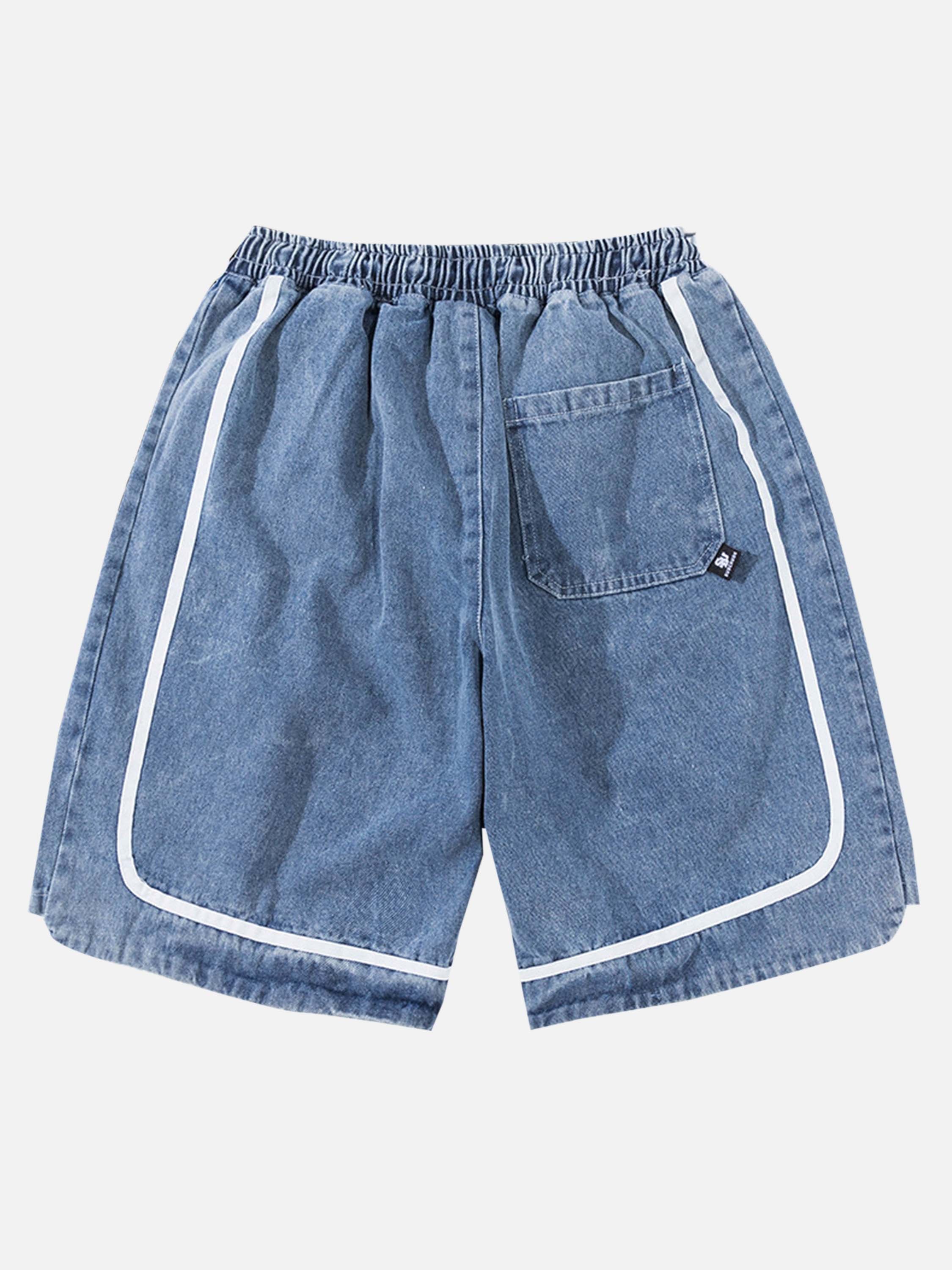 The Supermade Letter Embroidered Drawstring Denim Shorts