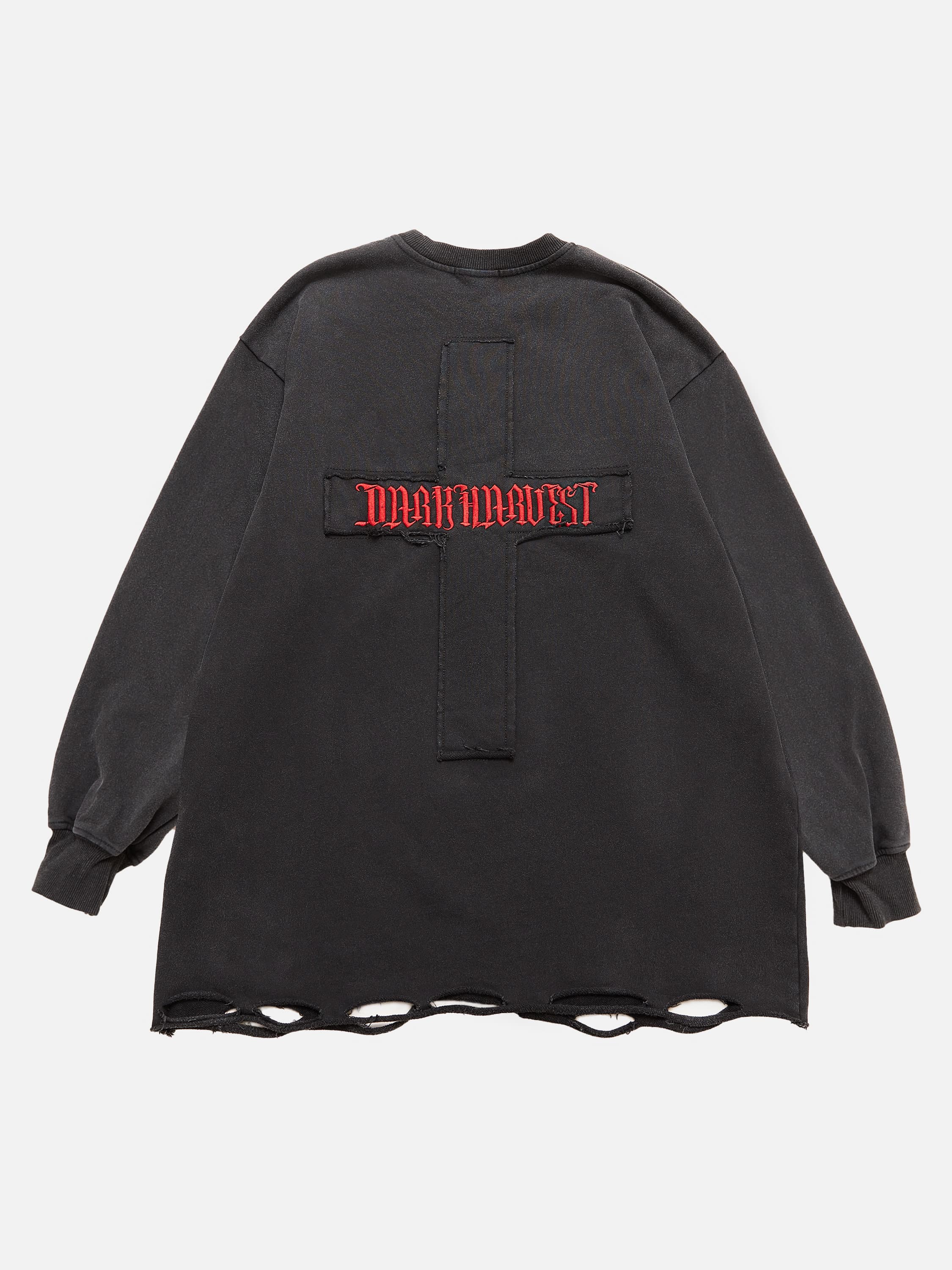 The Supermade Cross-Embroidered Ripped Sweatshirt -1111