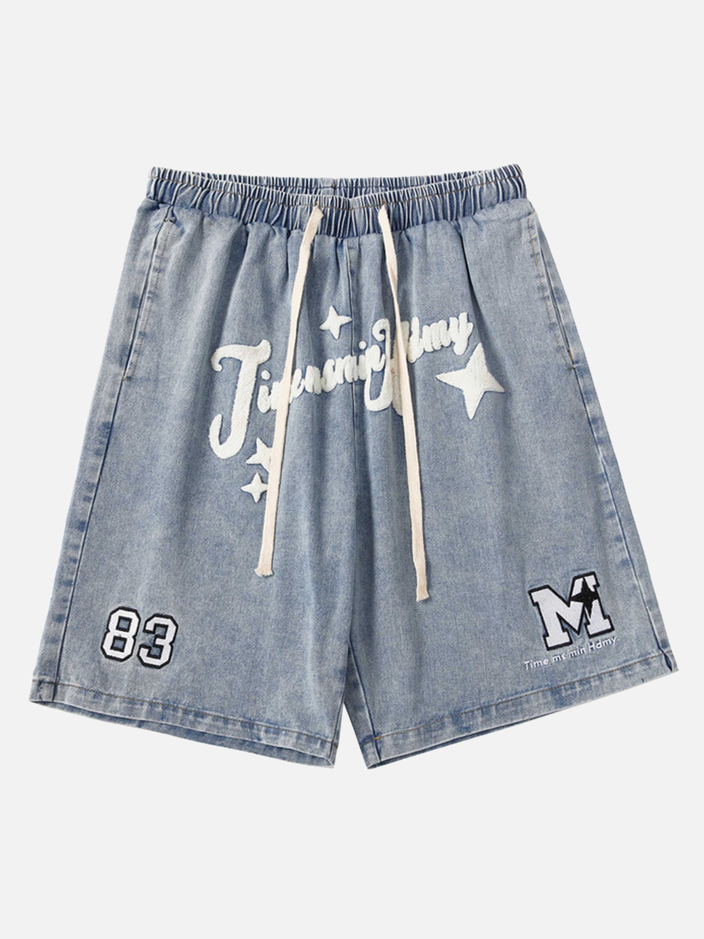 The Supermade Letter Embroidery Denim Shorts