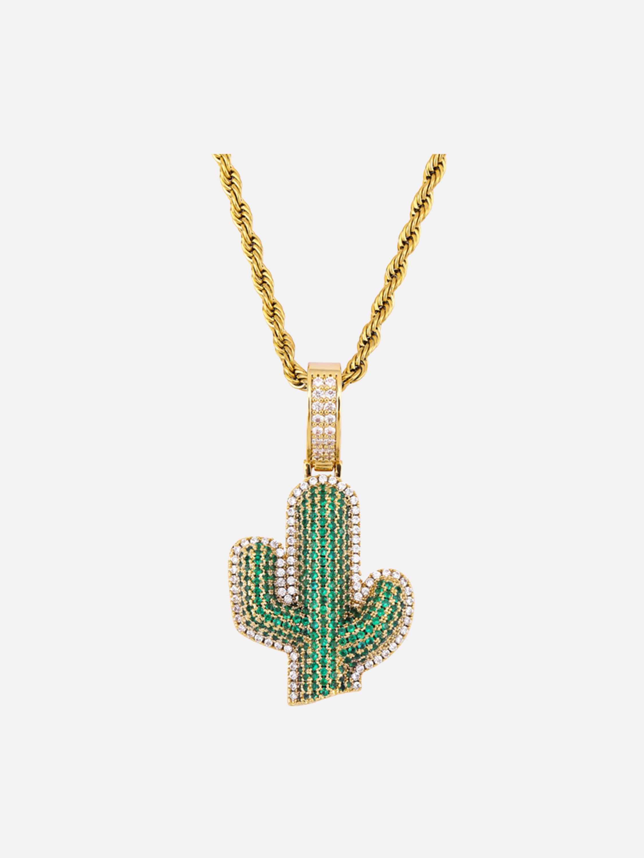 The Supermade Cactus Full Diamond Hip Hop Pendant with Necklace
