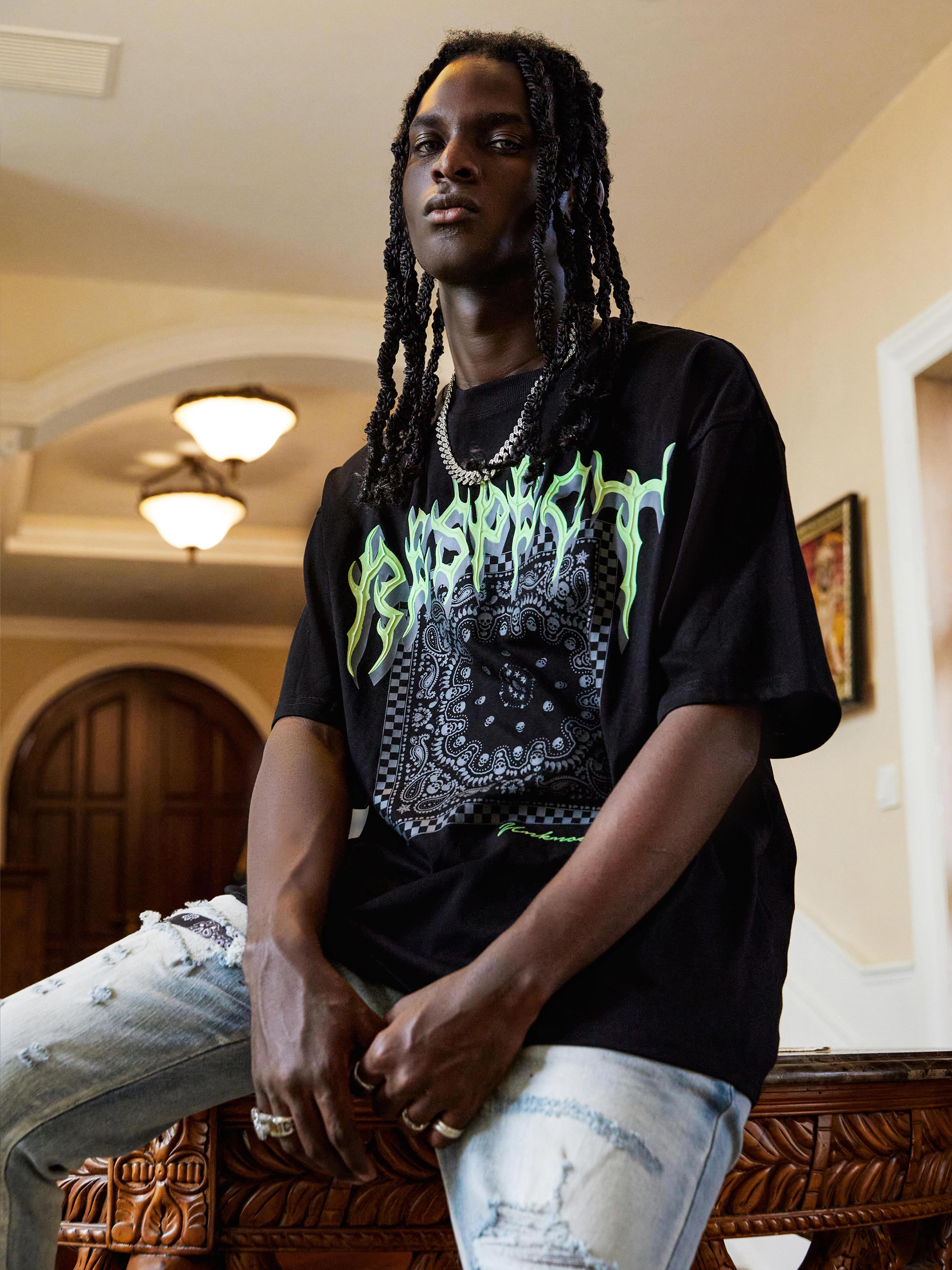 The Supermade Paisley and Letter Print T-shirt -1116