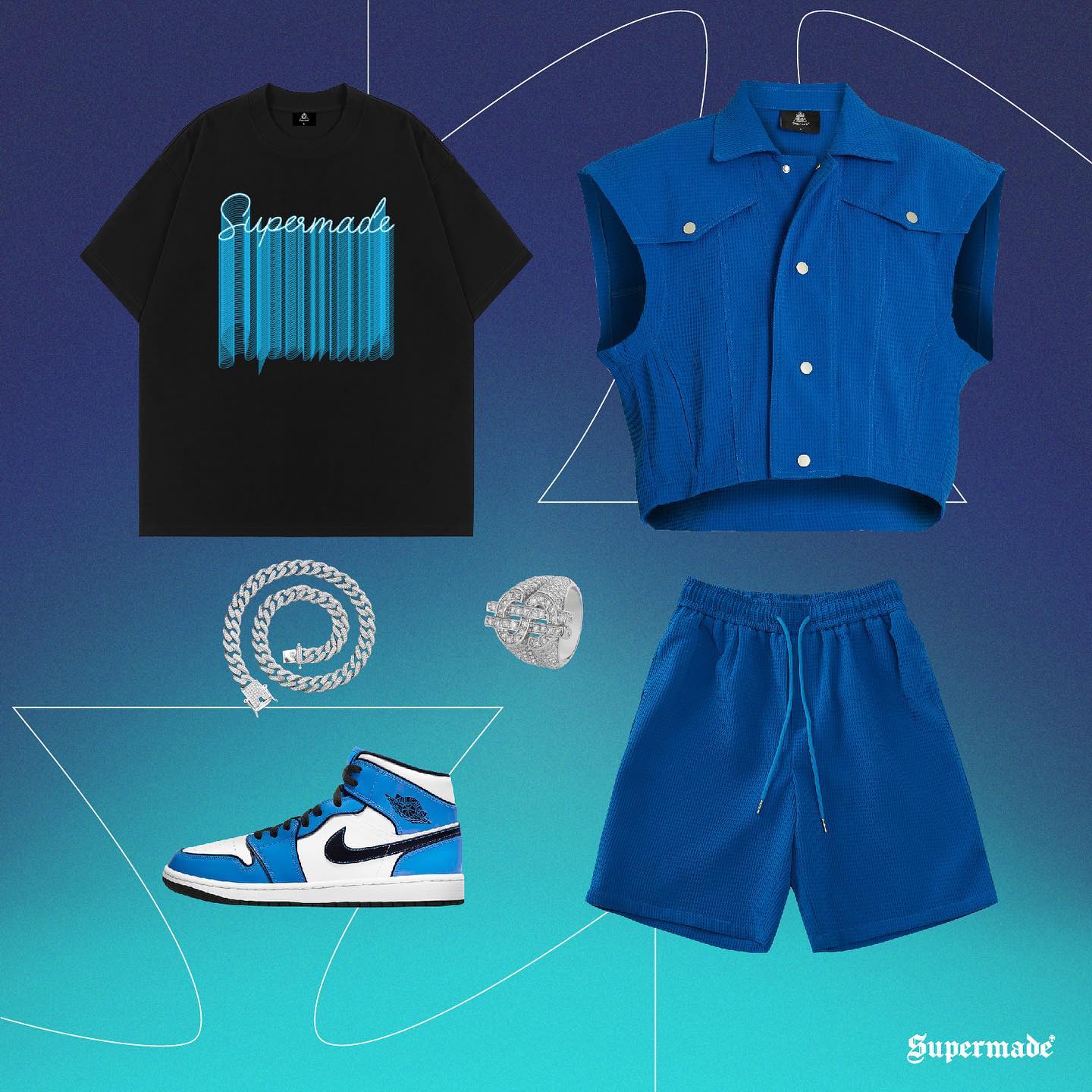 The Supermade Retro Neon Letter Print T-shirt -1168