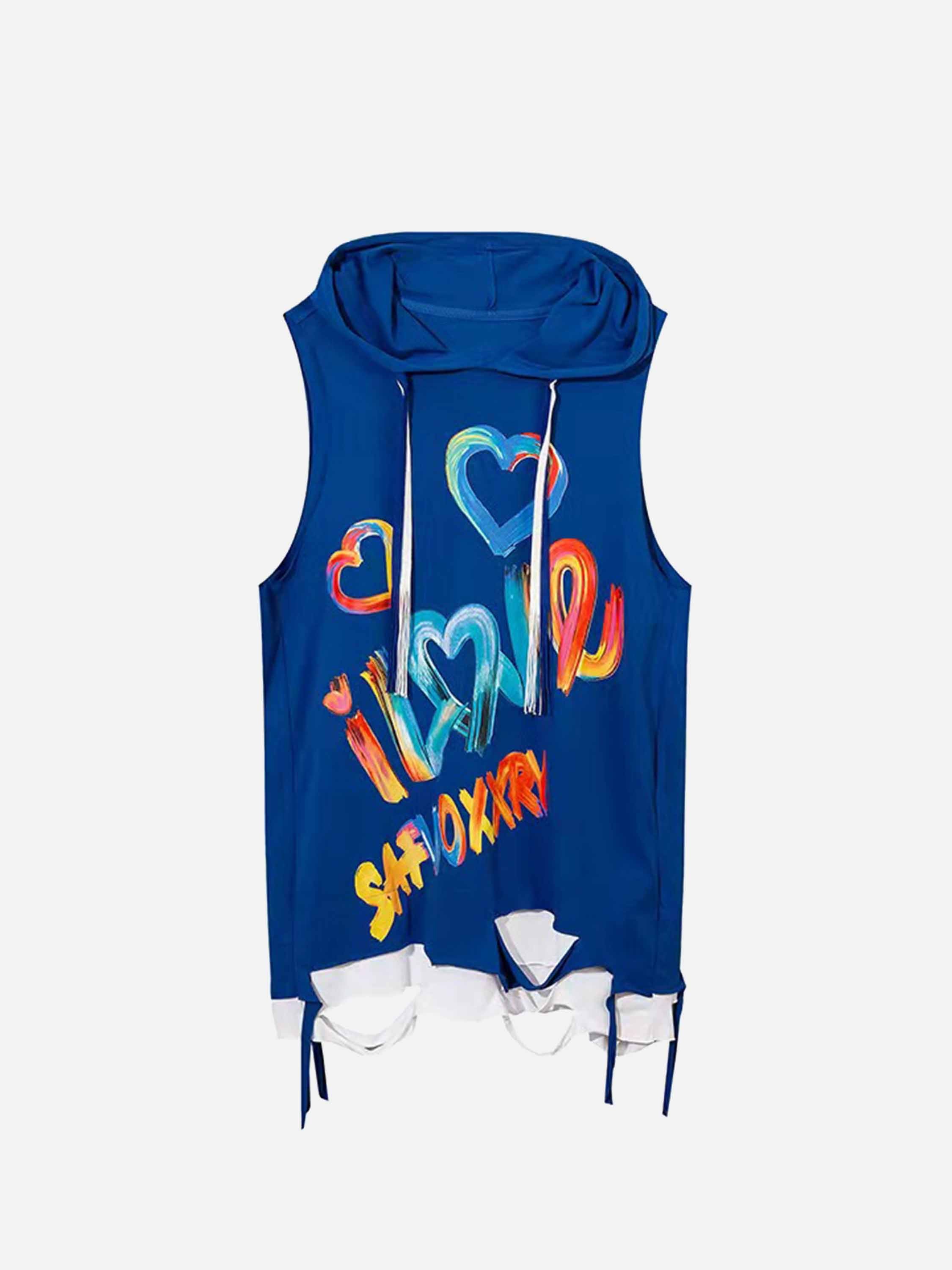The Supermade Graffiti Print Hooded Vest