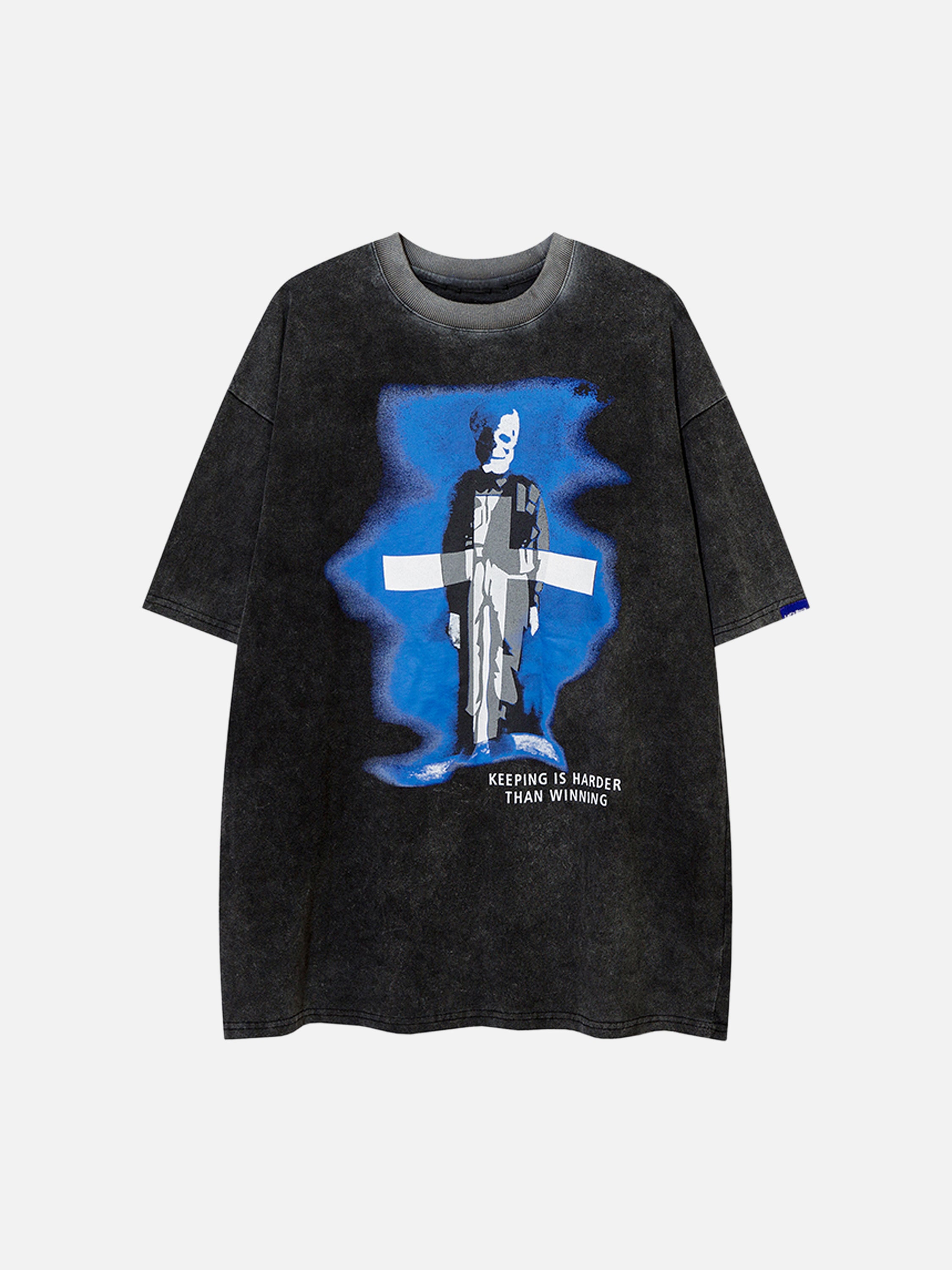 The Supermade Skull and Cross Print Distressed Tee