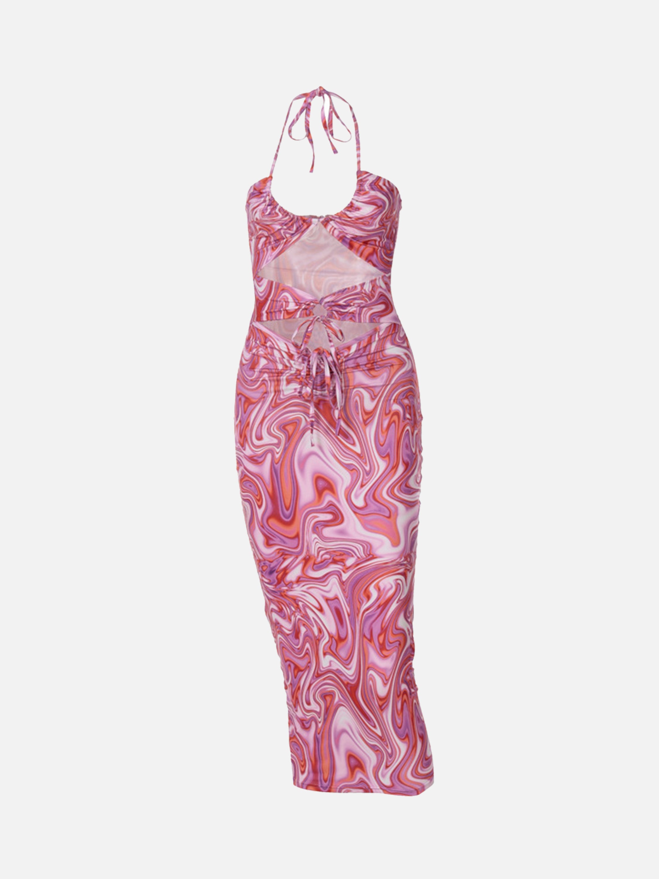 The Supermade Abstract Print Backless Maxi Dress