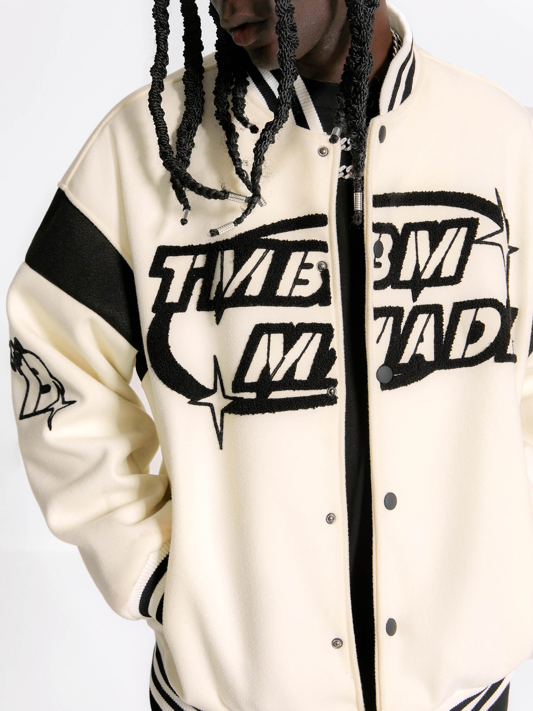 The Supermade Embroidered Varsity Melton Jacket - 1003