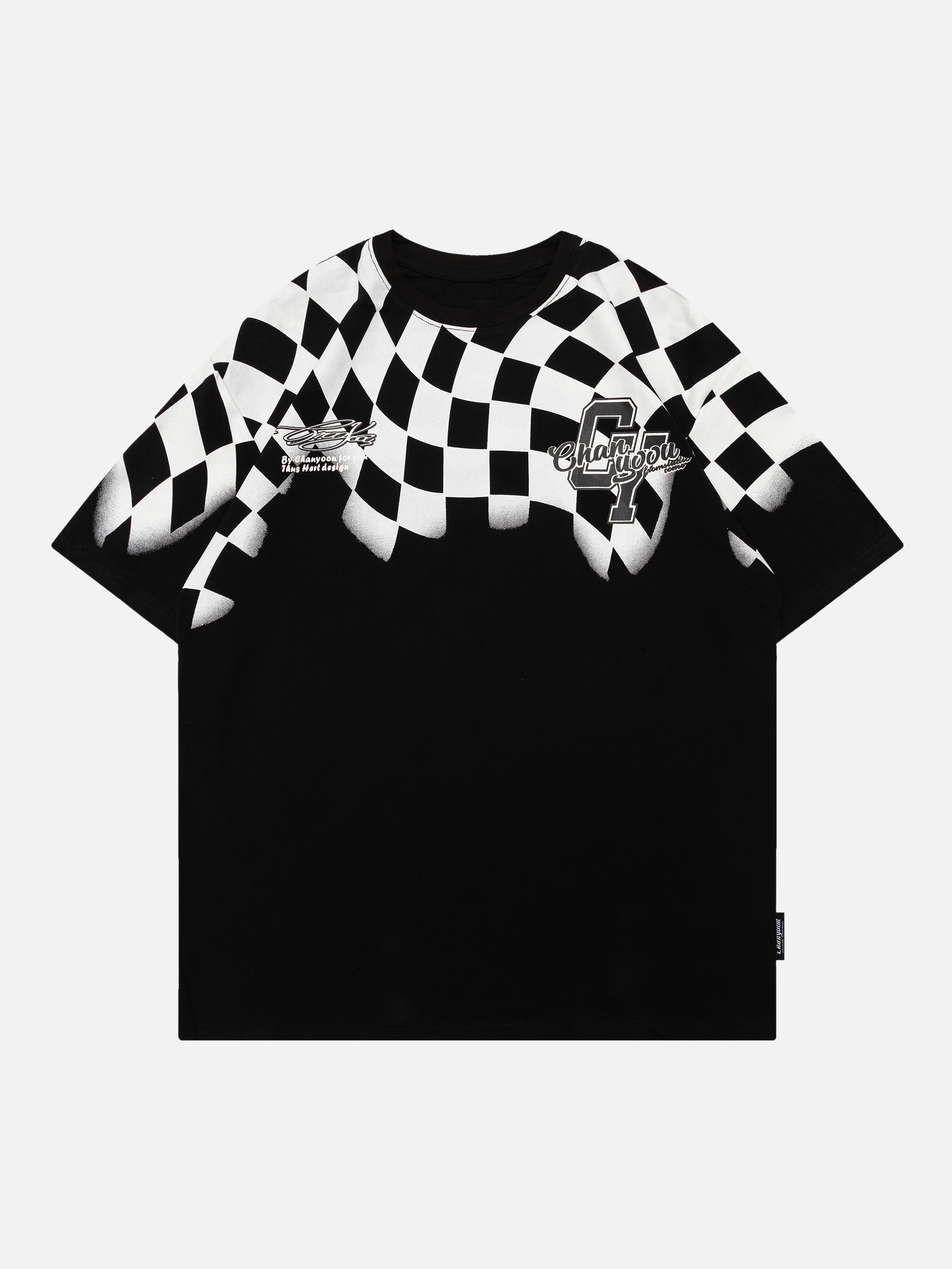 The Supermade Plaid Print Motorcycle Racing T-shirt