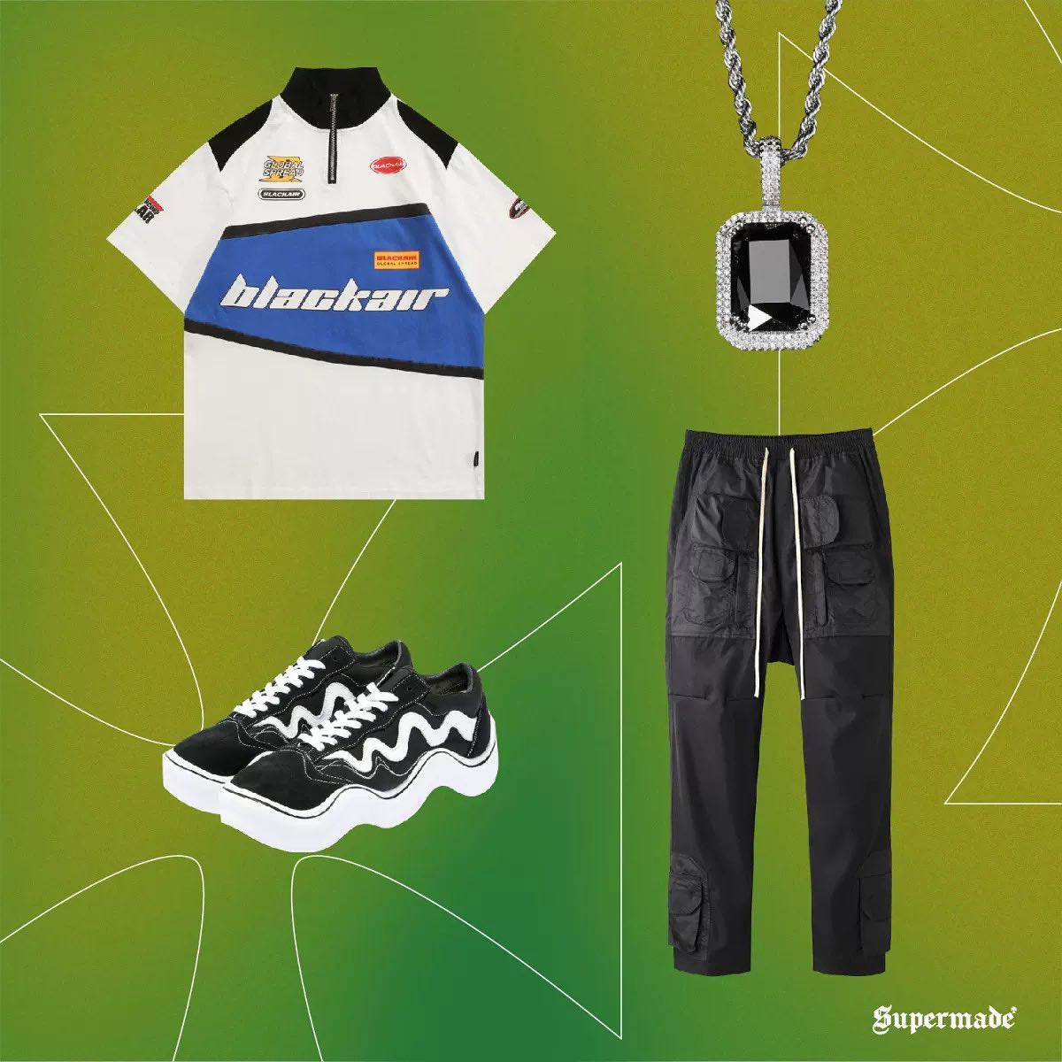 The Supermade Contrast Panel Drawstring Lounge Cargo Pants -1172