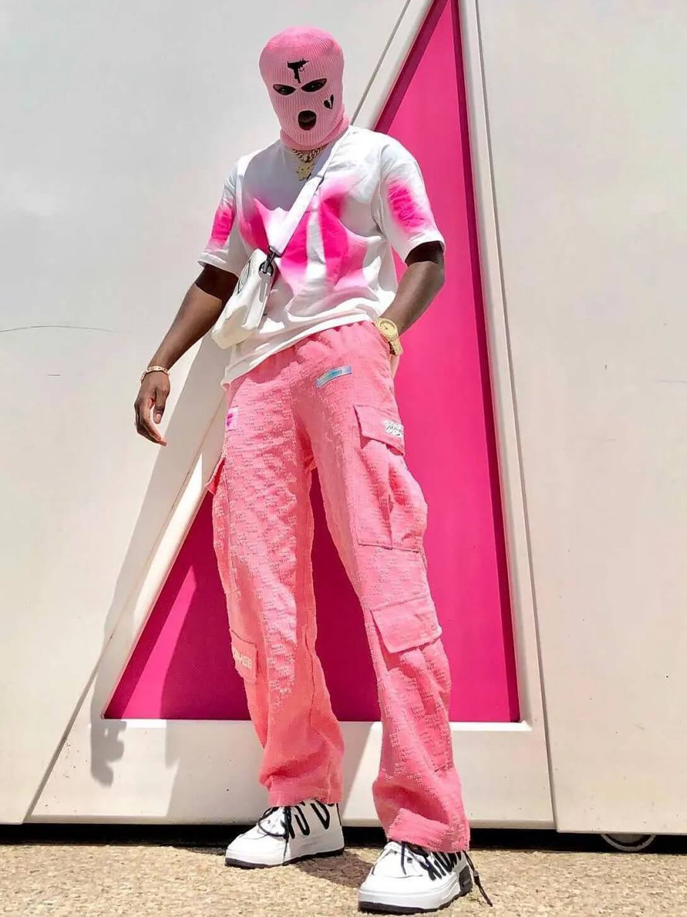 The Supermade Pink Multi-Pocket Jacquard Jeans -1199