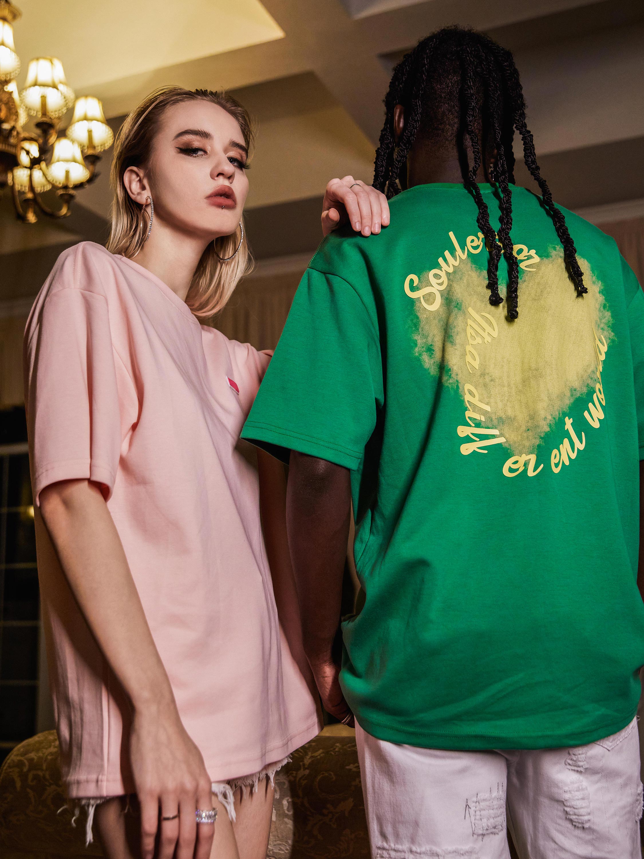 The Supermade Multi-Color Heart Printed Pattern T-shirt -1146