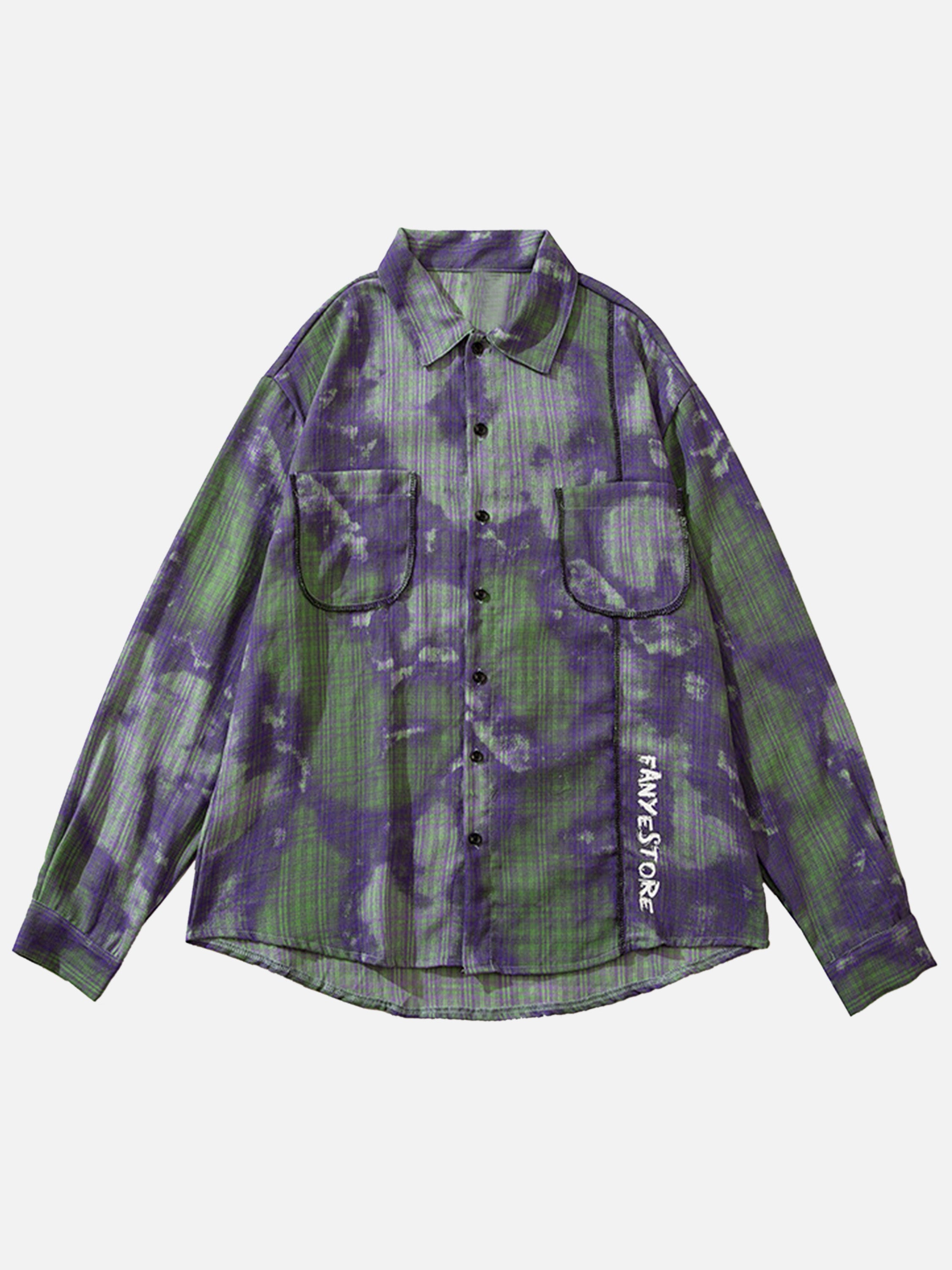 The Supermade Smiley Graffiti Print Plaid Shirt