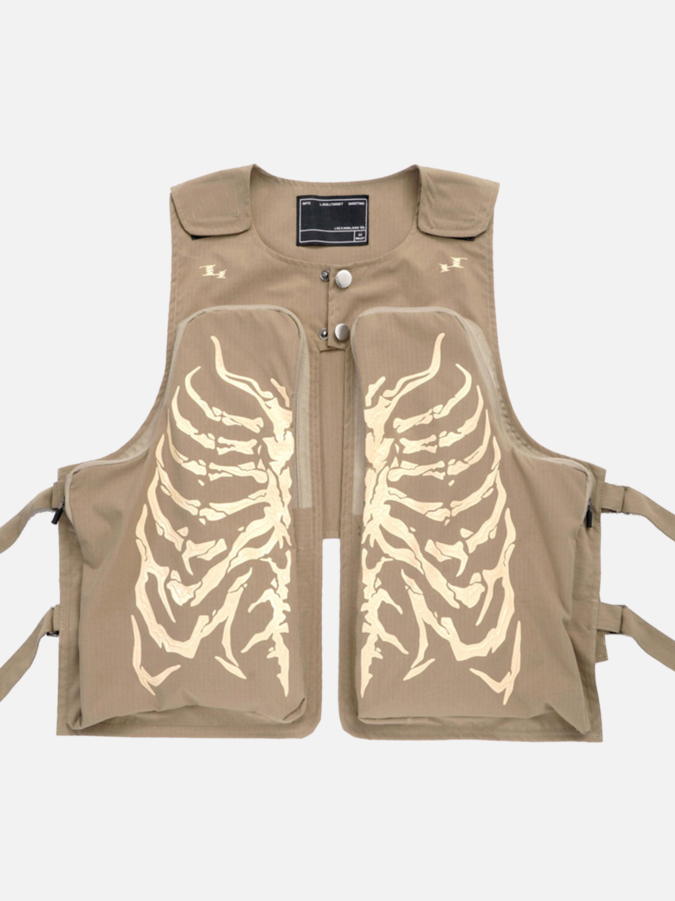 The Supermade Skeleton Print Padded Cargo Vest -1201