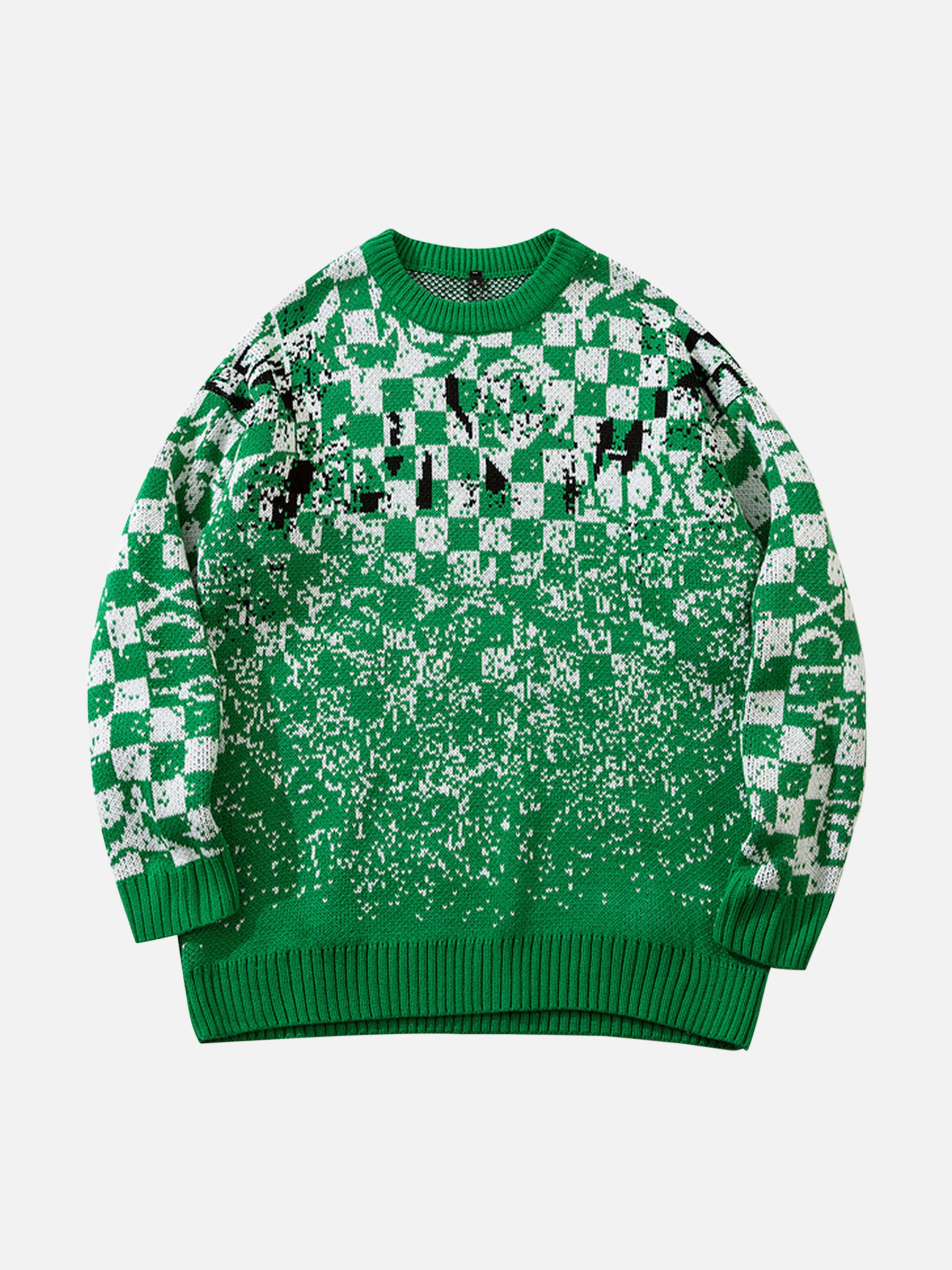 The Supermade Black And White Check Knitted Sweater