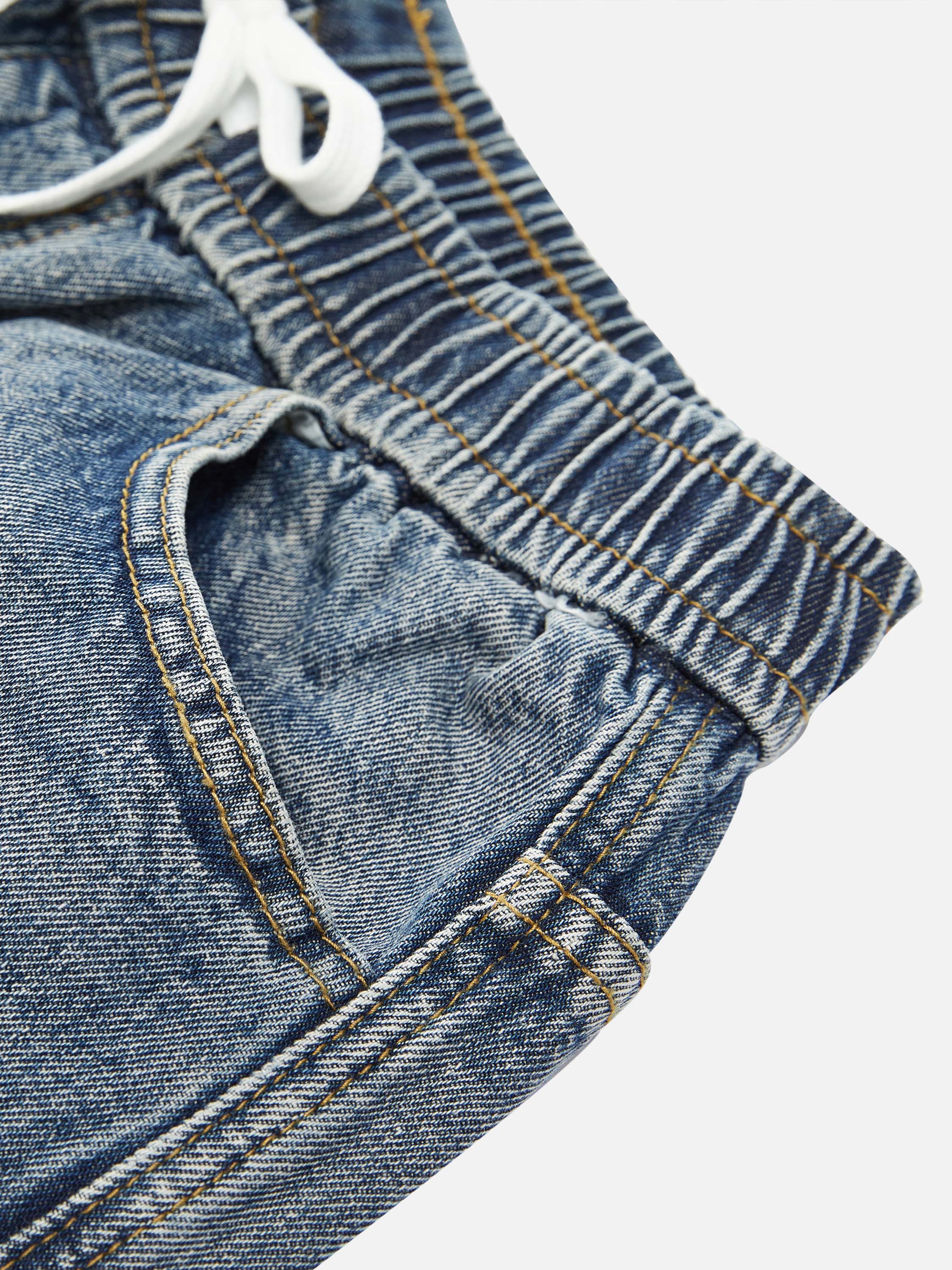 The Supermade Letter Flocked Denim Shorts